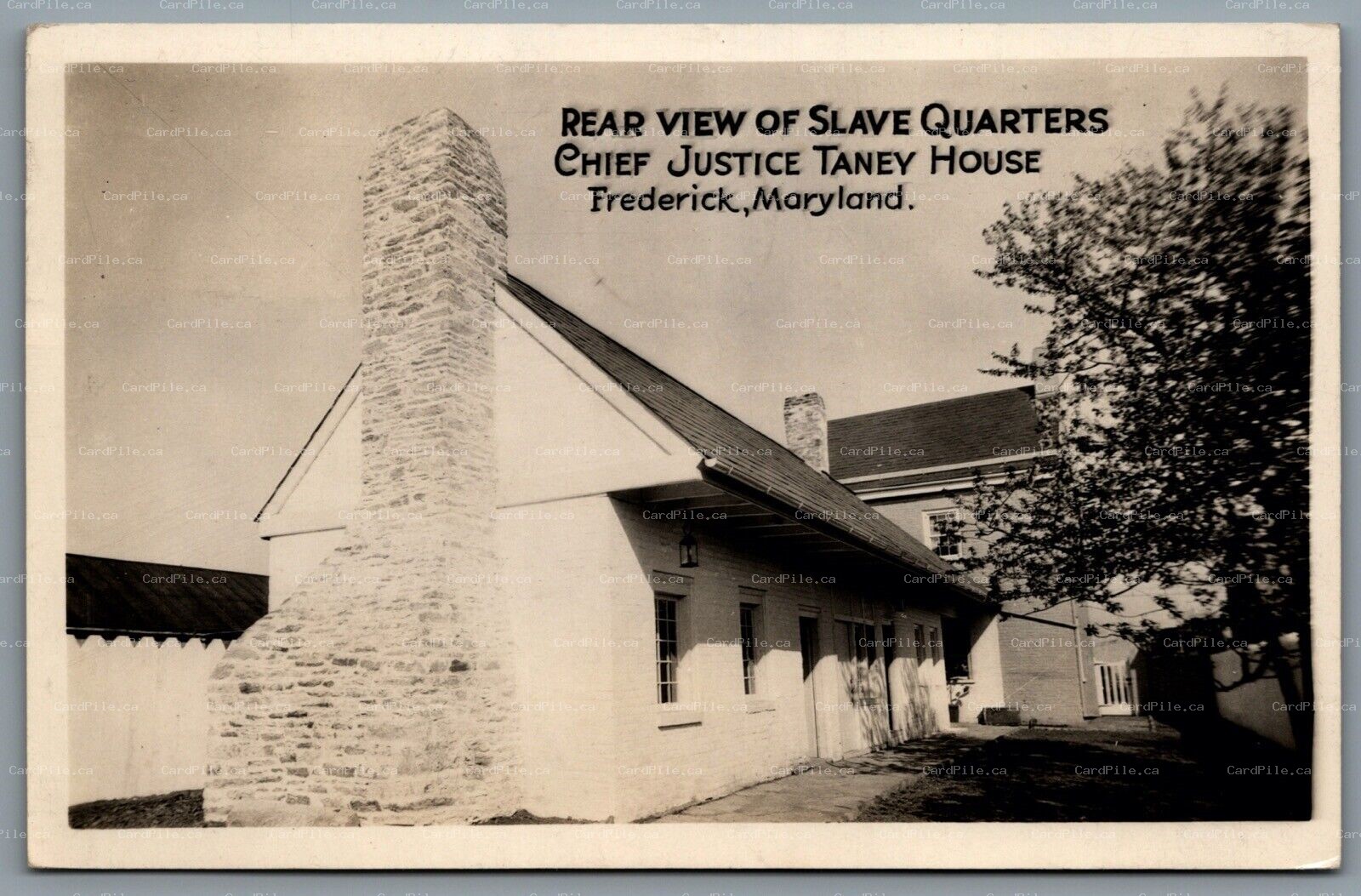 Postcard RPPC c1937 Frederick MD Rear View Slave Quarters Cheif Justice Taney 