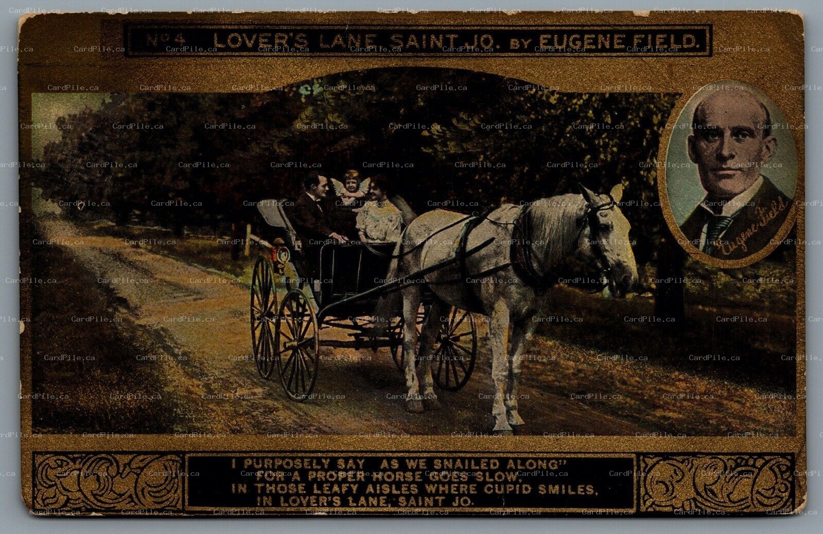 Postcard Saint Jo MO c1910s No 4 Lovers Lane Eugene Field Romance Valentines Ad