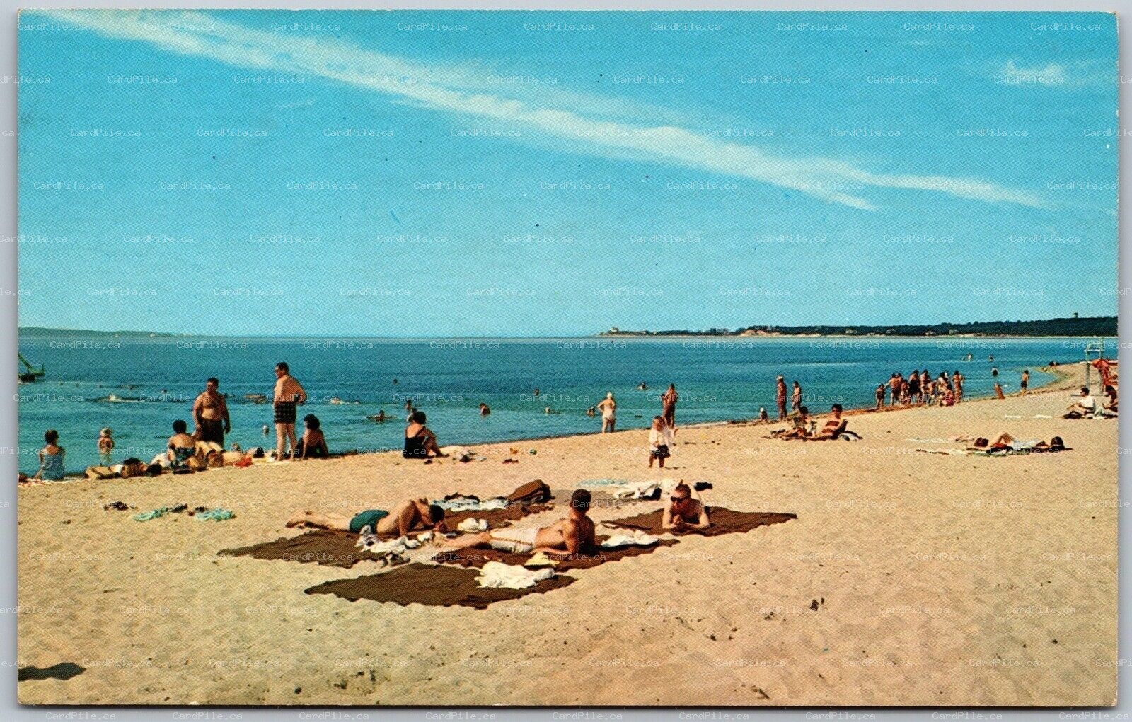 Postcard c1965 Greetings From Ipperwash Beach Ontario Lake Huron Bathers