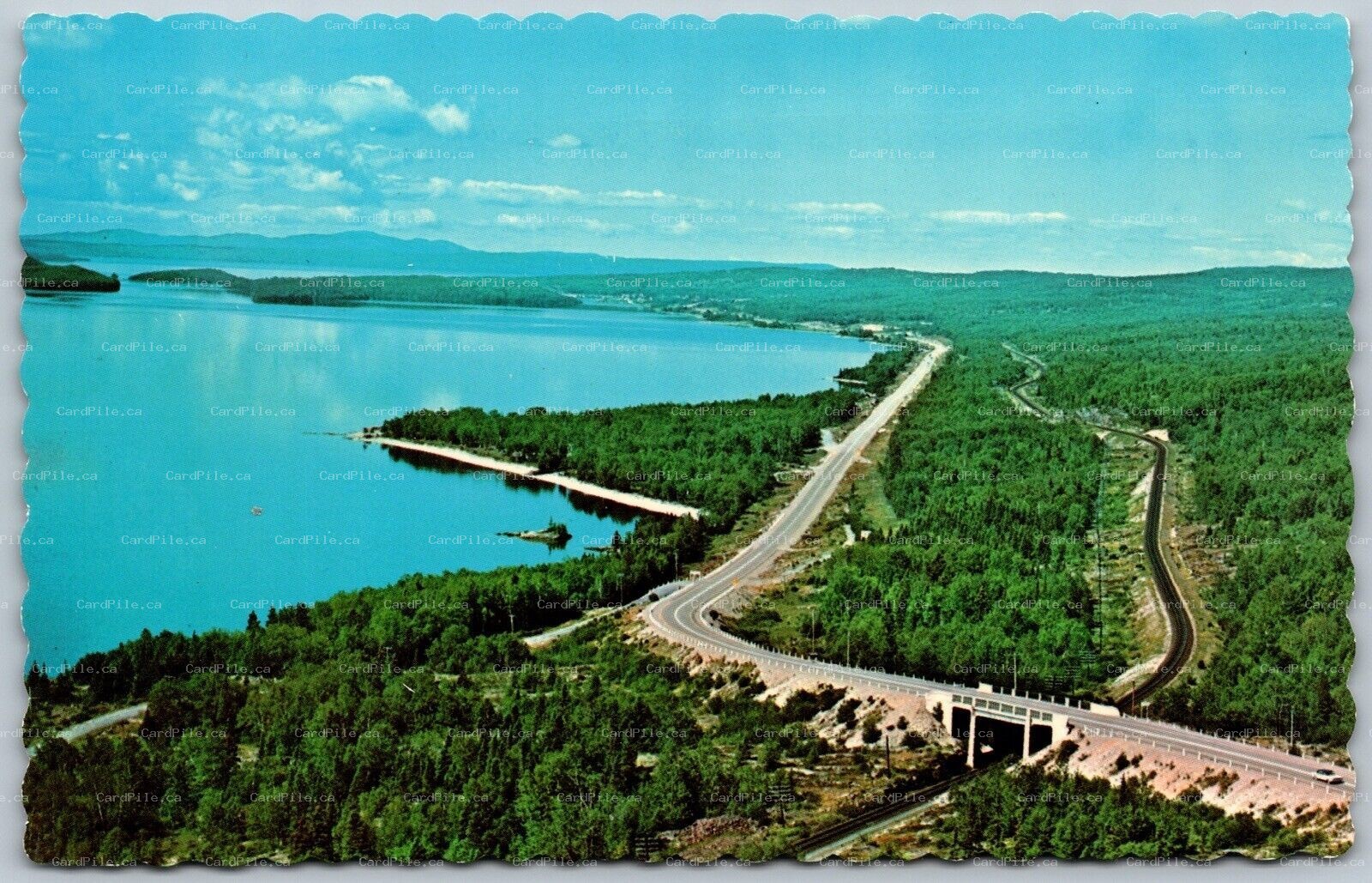 Postcard c1960s Aerial View Circle Route Lake Superior Terrace Bay & Nipigon