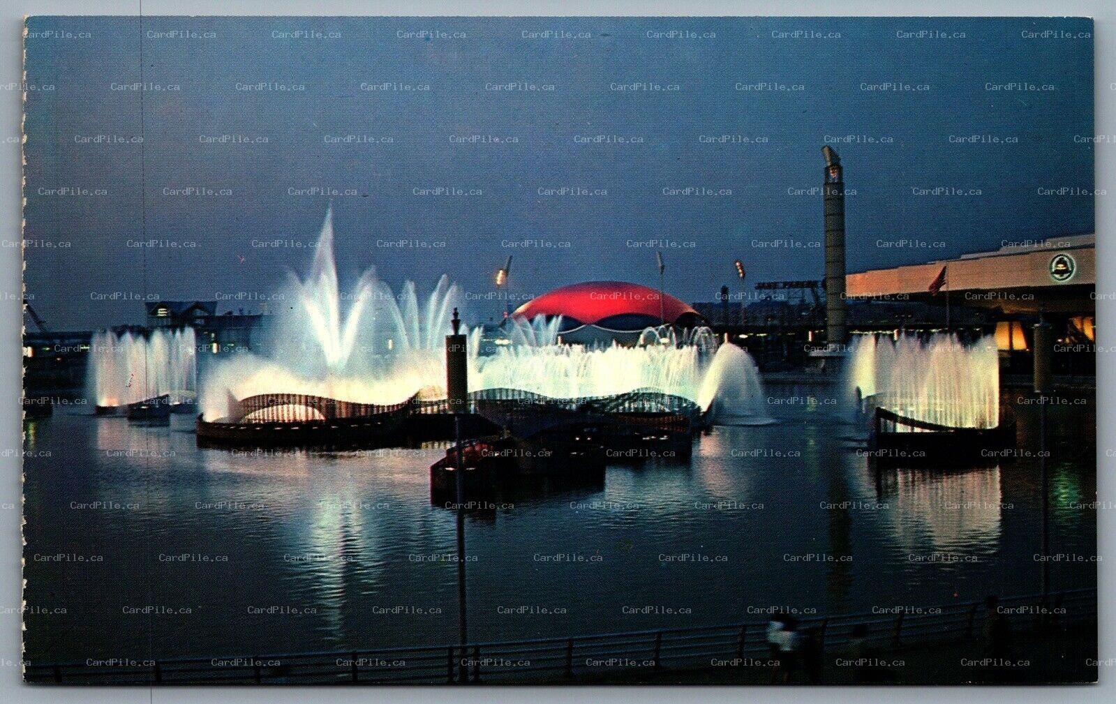 Postcard New York City NY c1964 Fountain of The Planets Worlds Fair Night View B