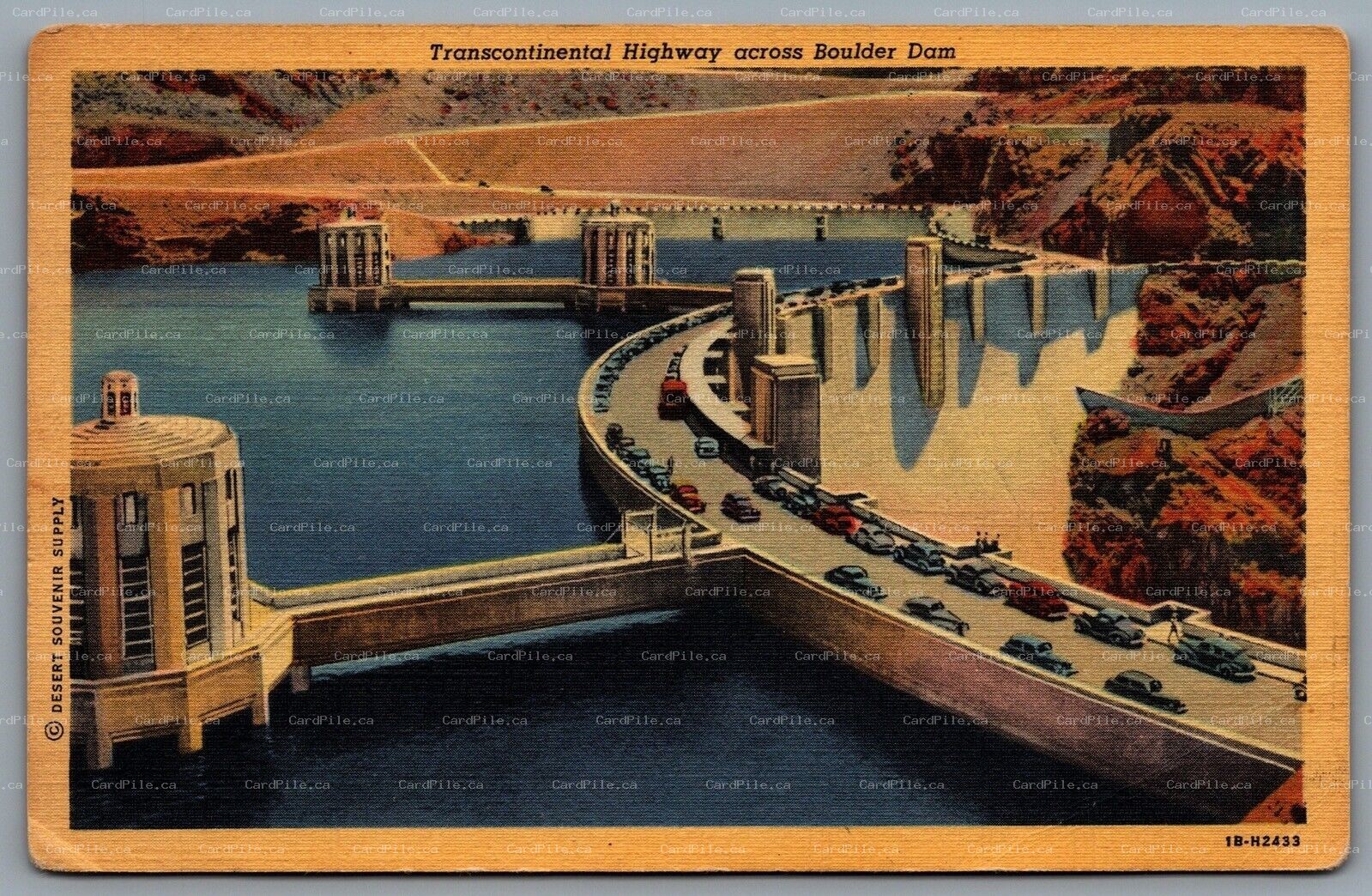 Postcard Boulder City NV c1946 Transcontinental Highway Boulder Dam Birds Eye
