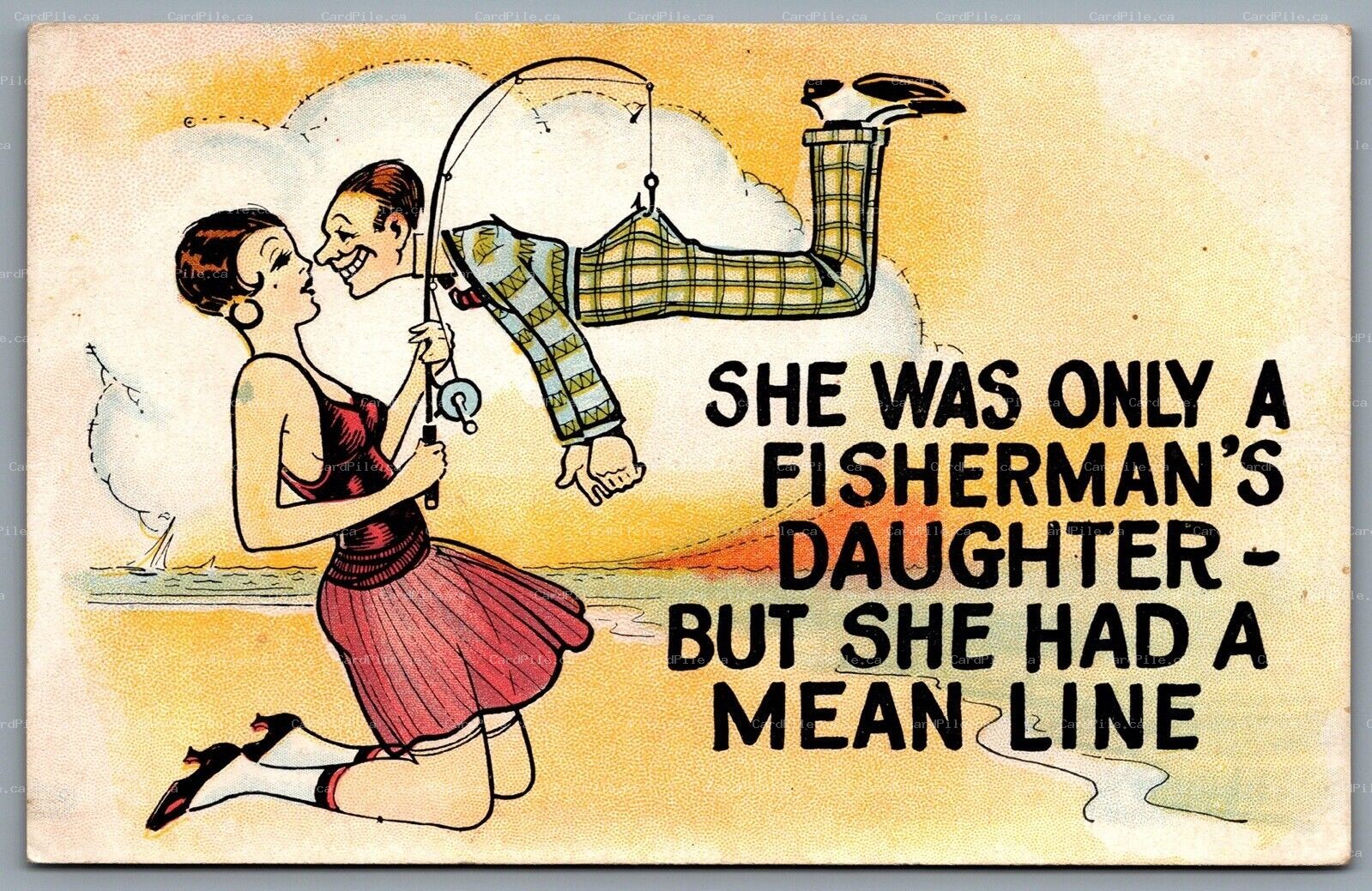 Postcard c1920s Fishing Related She Was Only A Fishermans Daughter But She Had..
