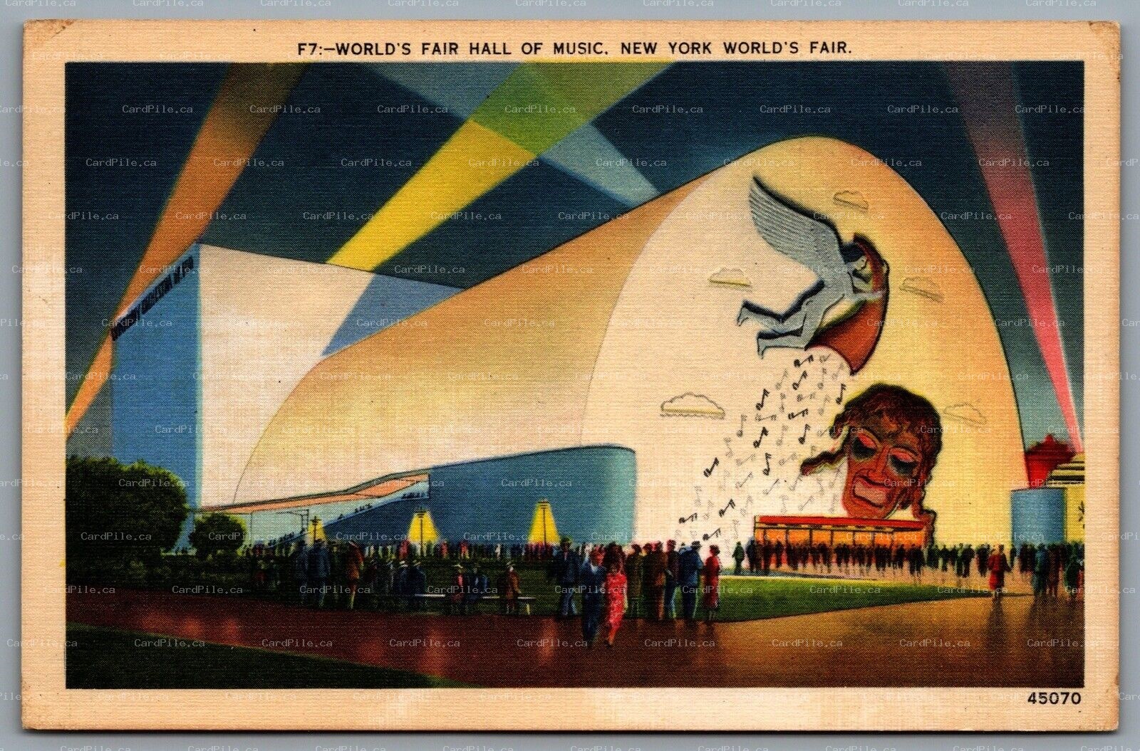 Postcard New York City NY c1940s World’s Fair Hall Of Music Auditorium 