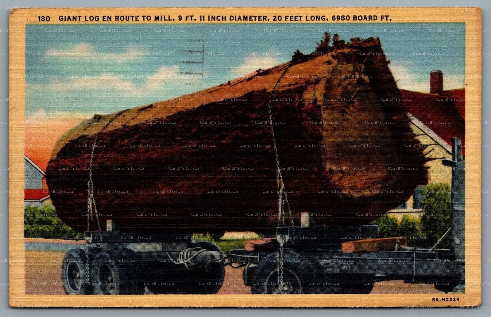 Postcard Oregon c1943 Giant Log En Route To Mill CDS Slogan Cancel