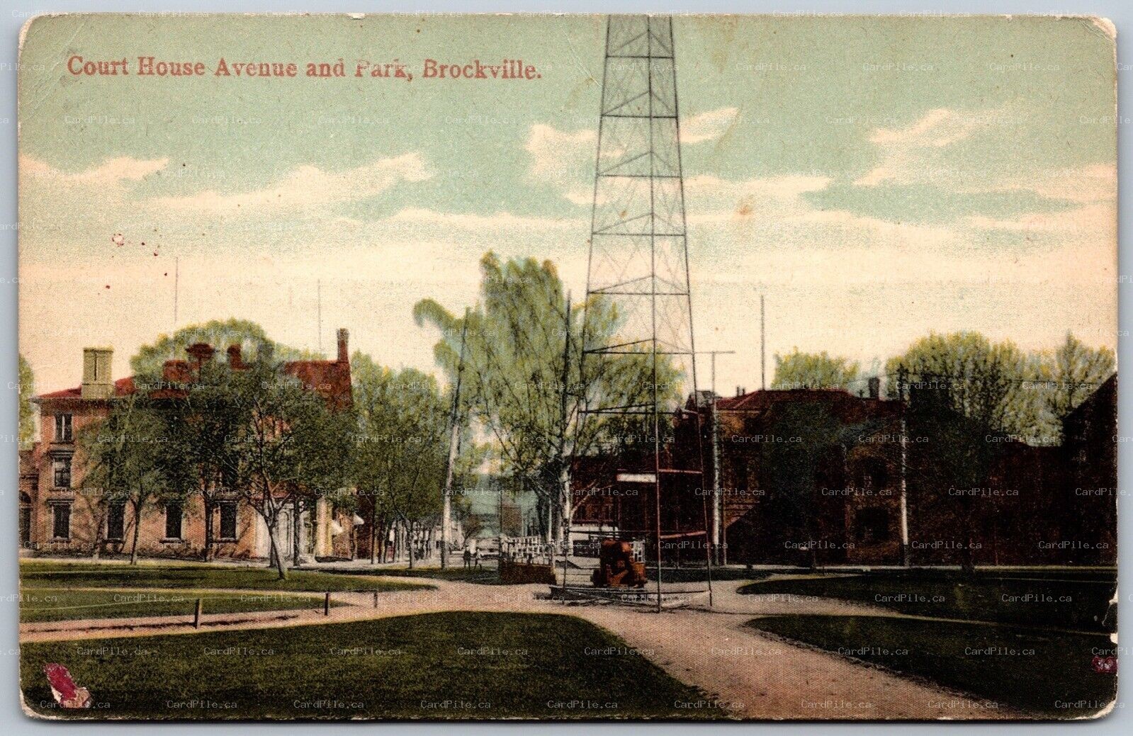 Postcard Brockville Ontario c1911 Court House Avenue and Park Split Ring Tyrell