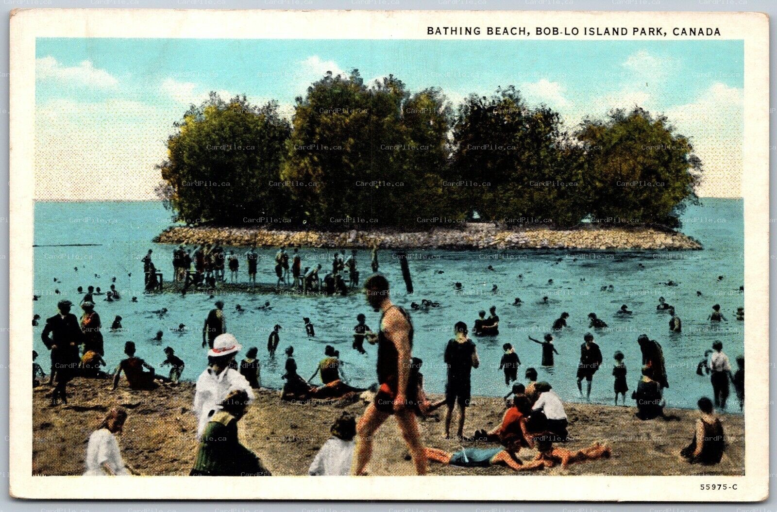 Postcard Bob-Lo Island Park Ontario c1915 Bathing Beach Bathers Amherstburg