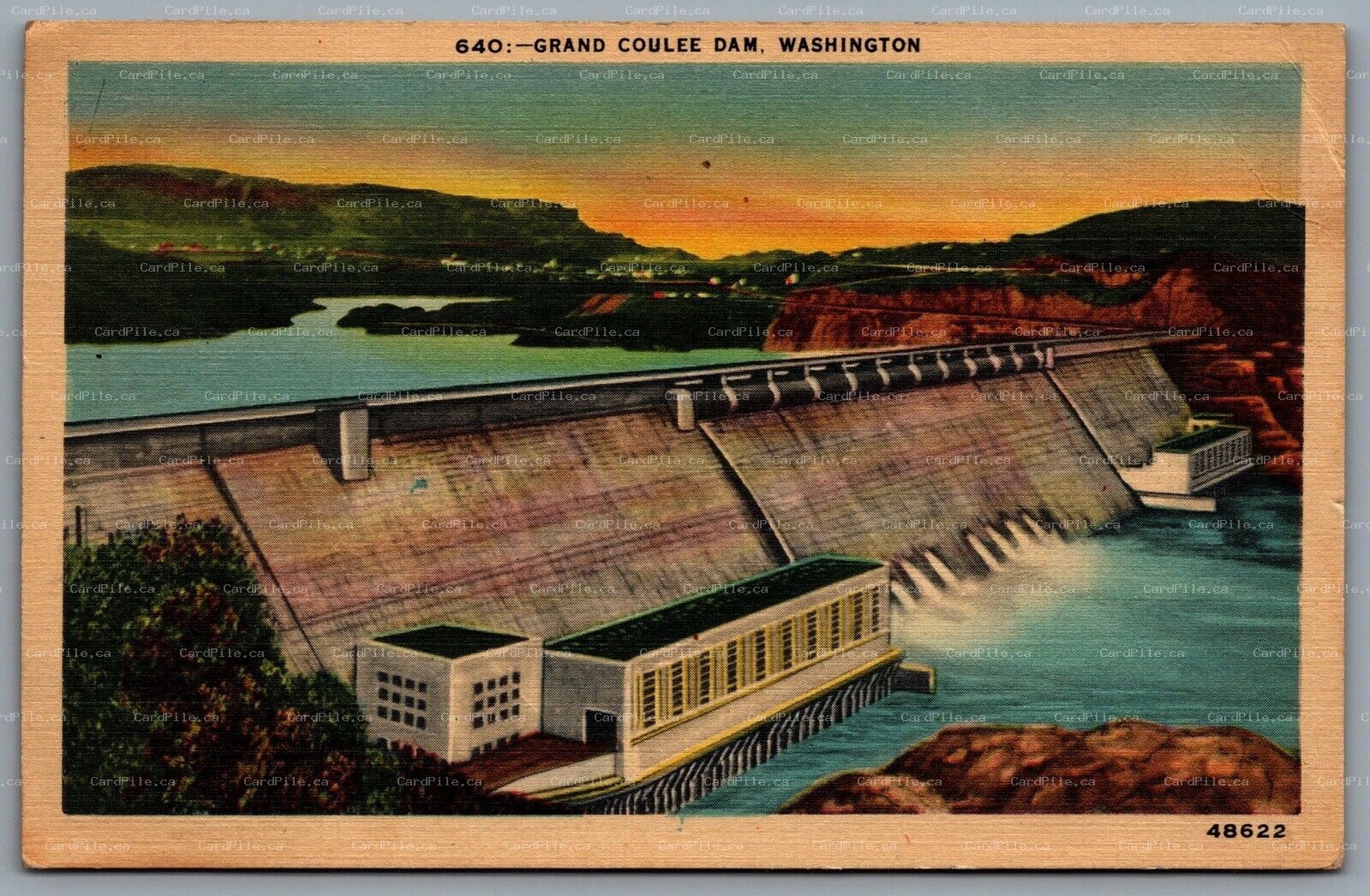 Postcard Grant WA c1946 Grand Coulee Dam CDS Cancel