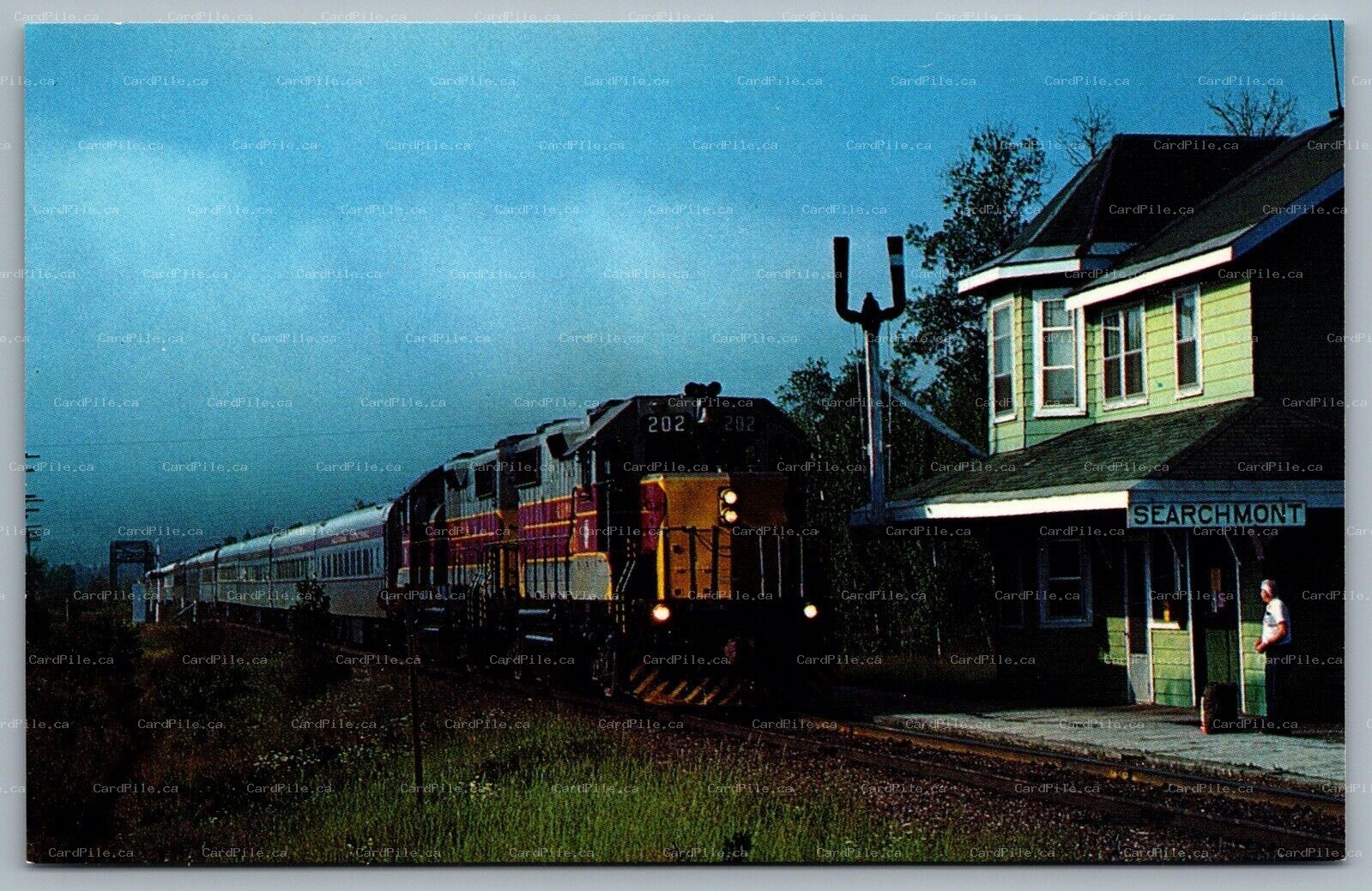 Postcard Searchmont ONT c1983 Algoma Central Agawa Canyon Special at Station