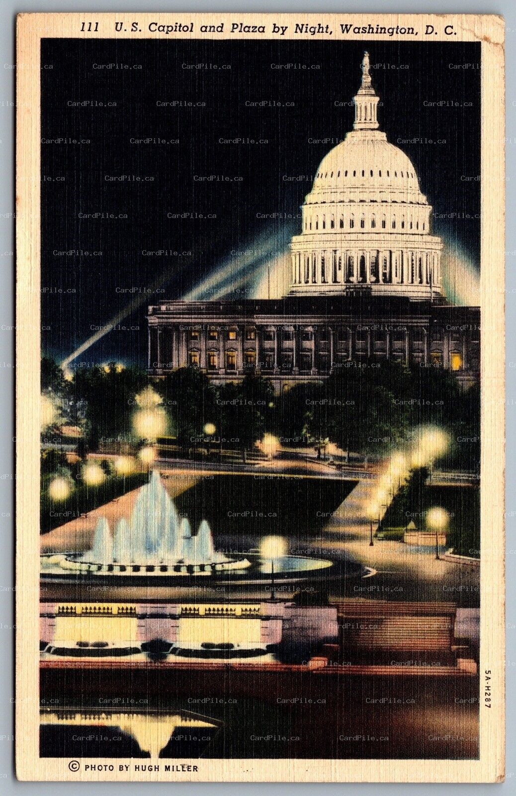 Postcard Washington DC c1947 U.S. Capitol and Plaza by Night 
