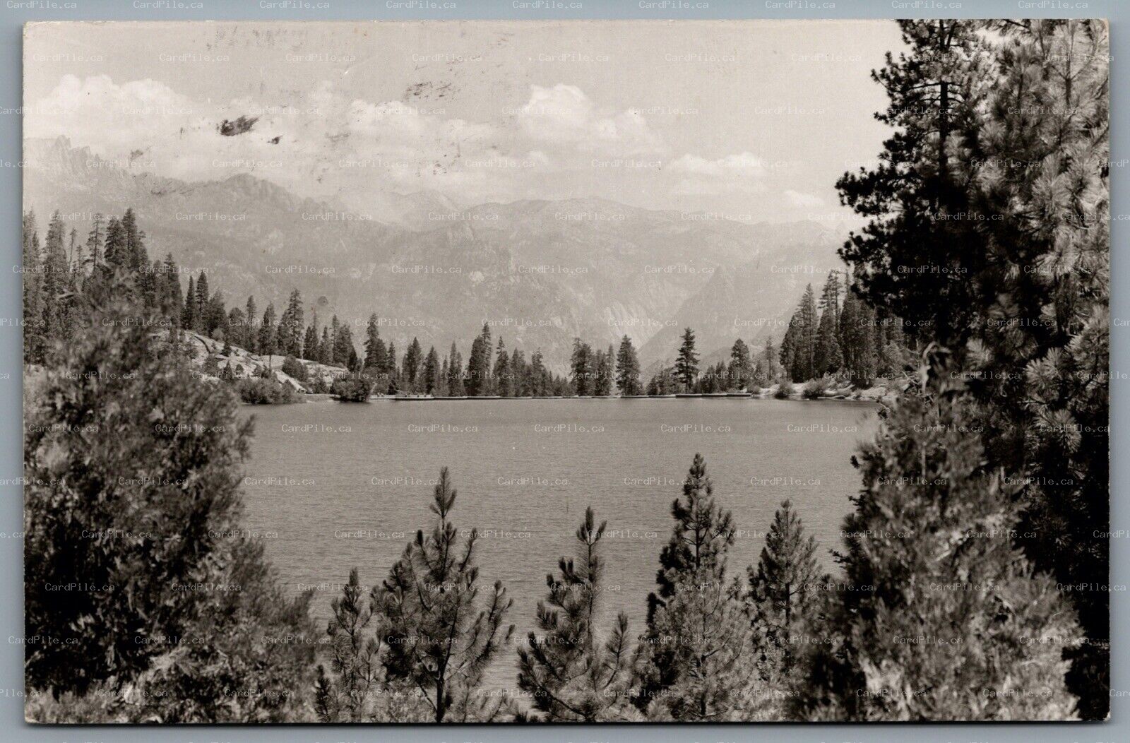 Postcard RPPC c1955 Hume CA View Of Hume Lake Mountains Fresno County