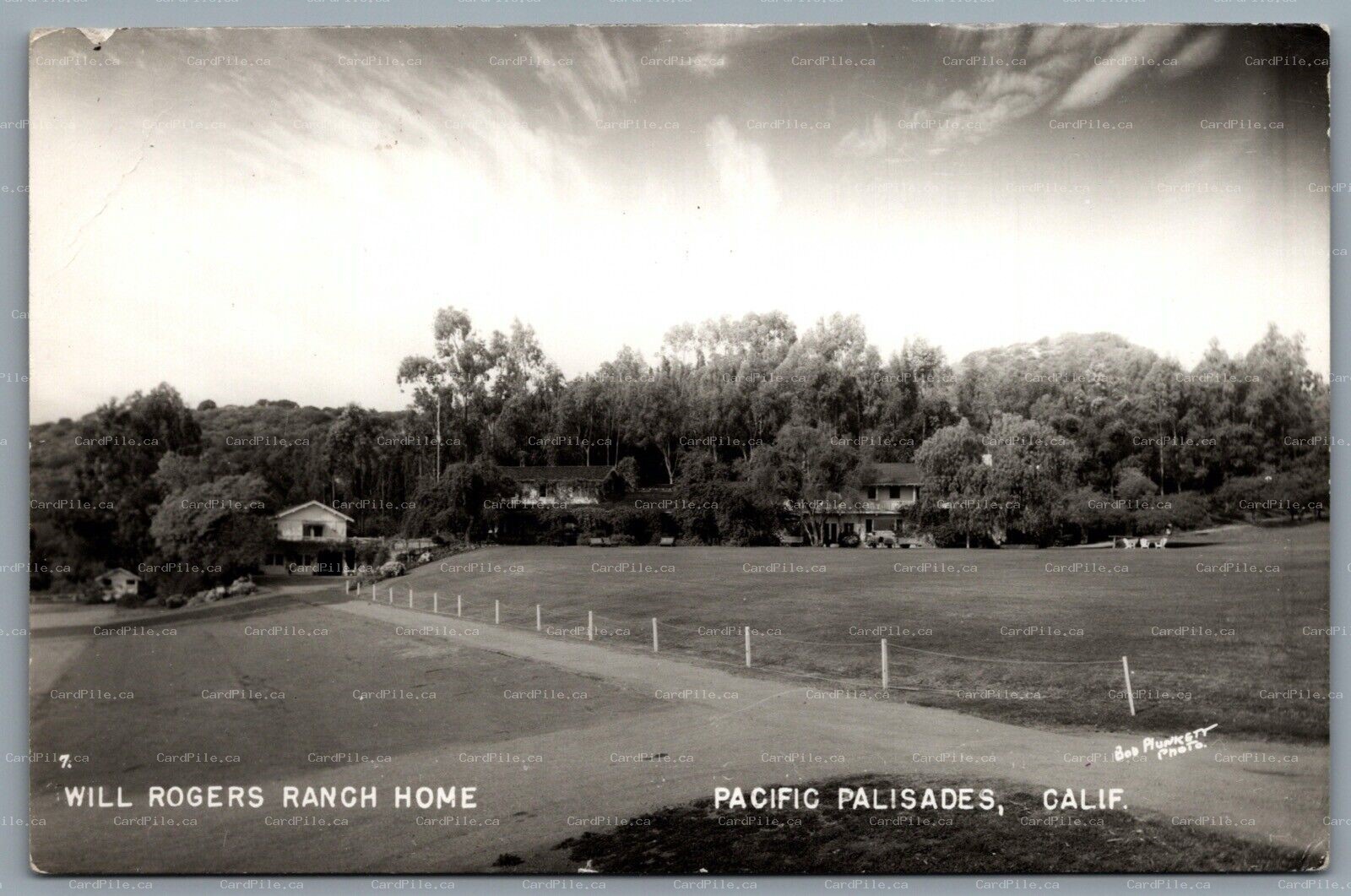 Postcard RPPC c1940s Pacific Palisades CA Will Rogers Ranch Home Plunkett Photo