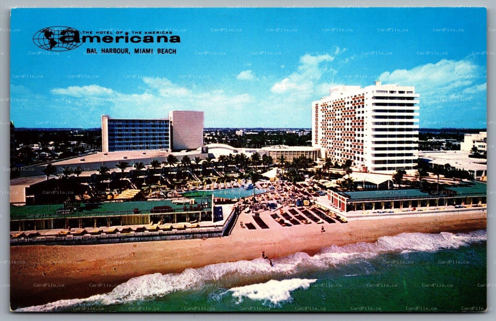 Postcard Miami Beach FL c1950s Americana The Hotel of the Americas Bal Harbour