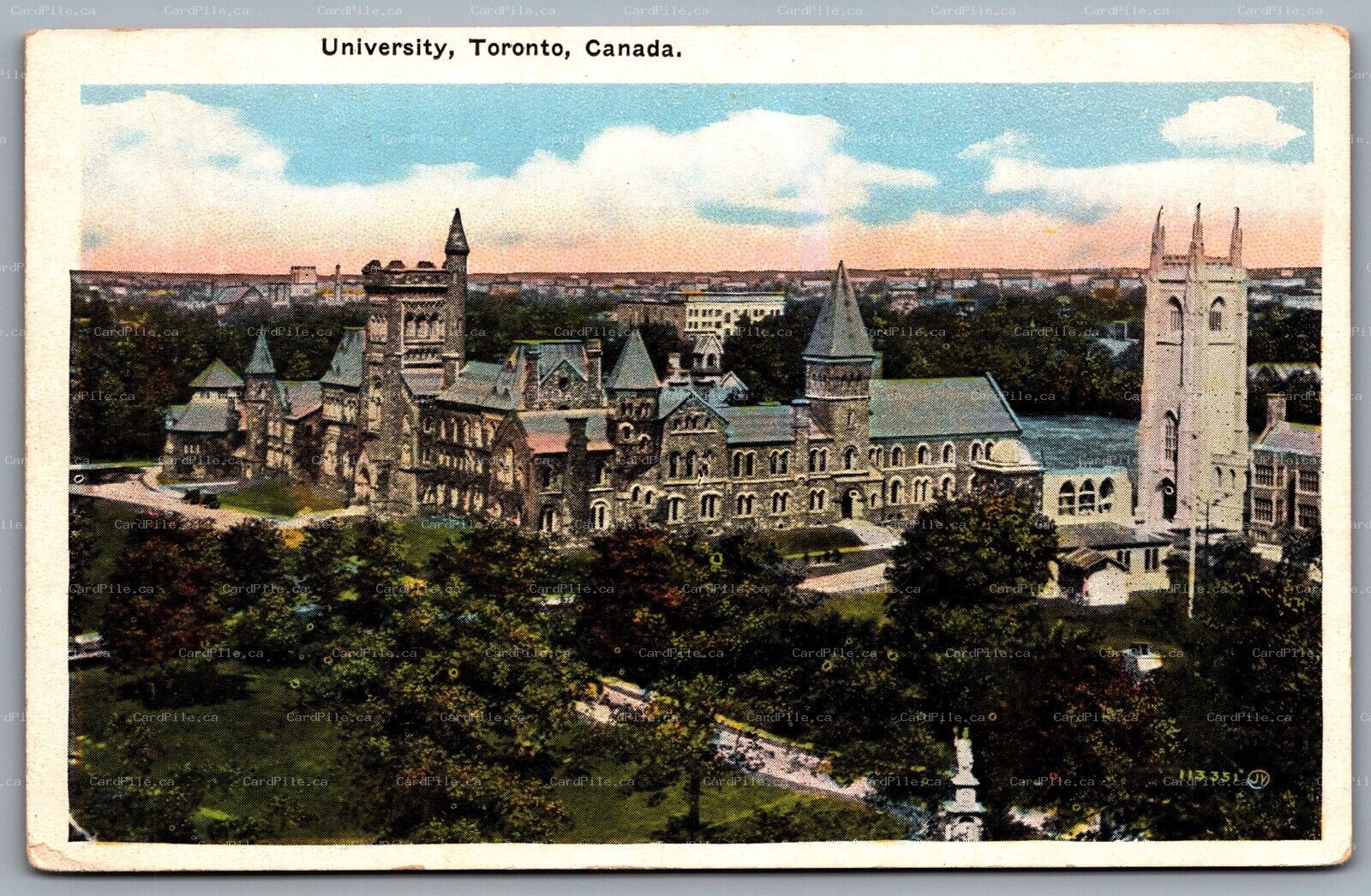 Postcard Toronto Ontario Canada c1928 University of Toronto  Soldiers Tower