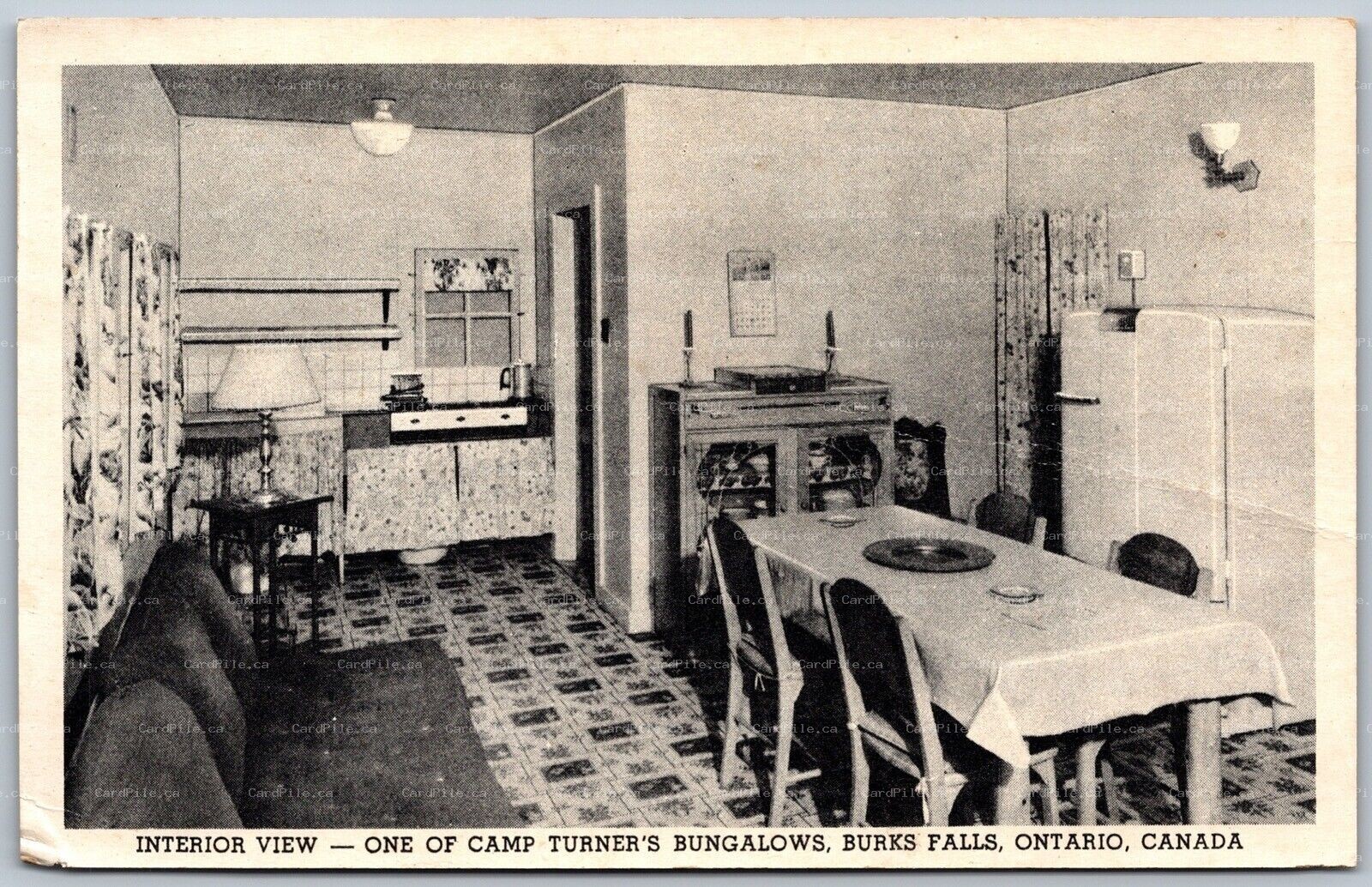 Postcard Burk’s Falls Ontario c1930s Camp Turner’s Bungalows Interior View PSD