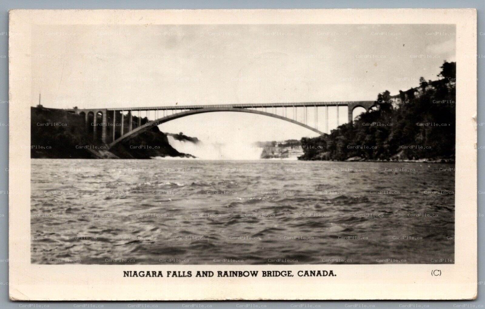 Postcard RPPC c1947 Niagara Falls Ontario Rainbow Bridge View With Falls