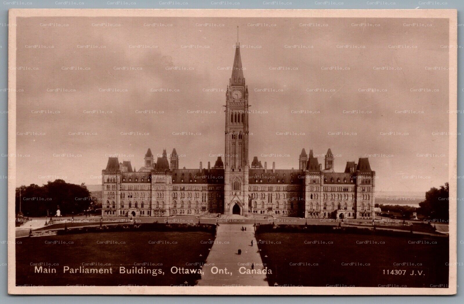 Postcard RPPC c1920s Ottawa Ontario Main Parliament Buildings