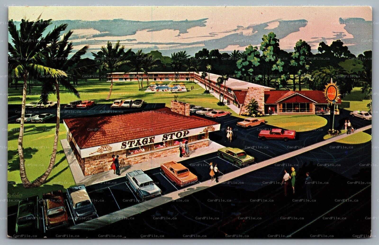Postcard Silver Springs FL c1940s Quality Courts Motel Stage Stop Restaurant