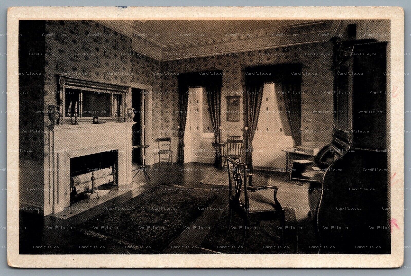 Postcard Thomaston ME c1930s Montpelier Library View Furnishings General Knox