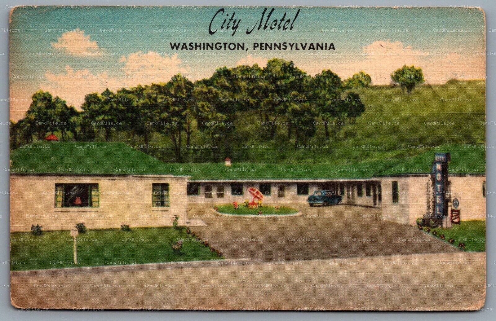 Postcard Washington PA c1939 City Motel Defunct Mr & Mrs Wayne Morris Route 40