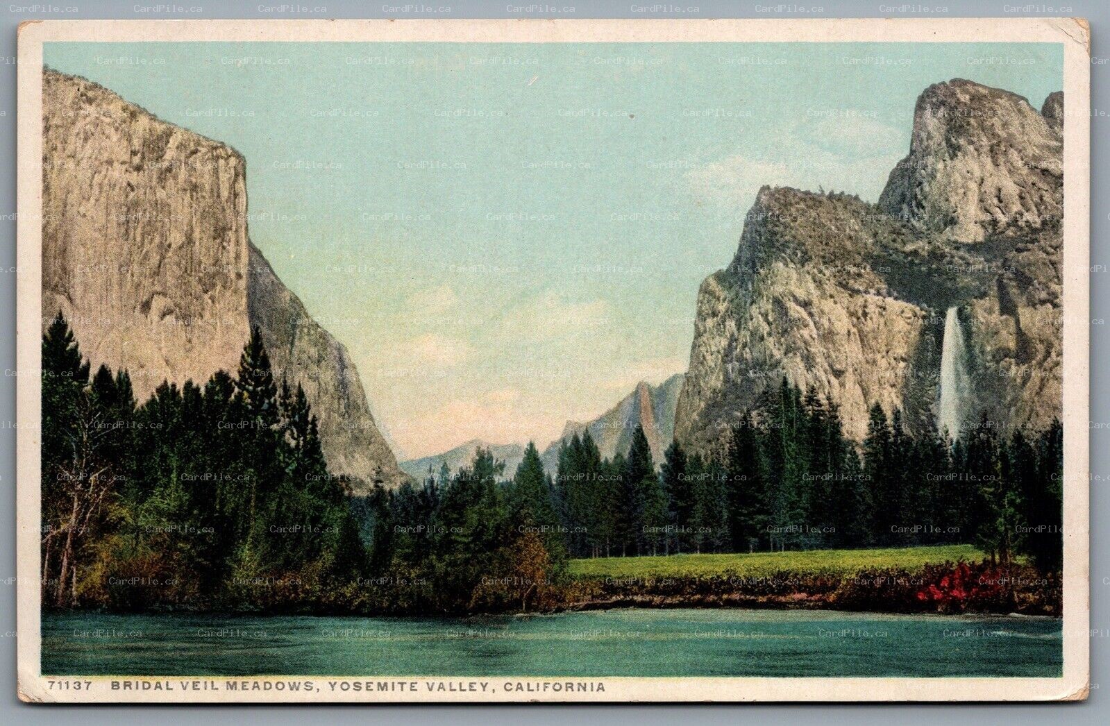 Postcard Yosemite Valley CA c1910s Bridal Veil Meadows Phostint
