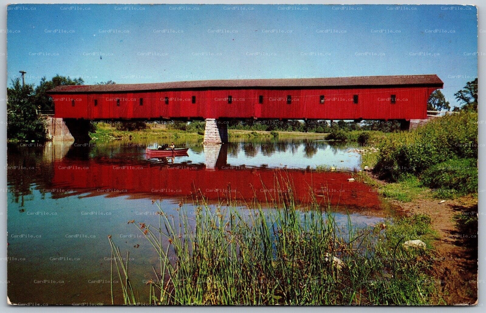 Postcard Waterloo Ontario c1960s Covered Kissing Bridge West Montrose
