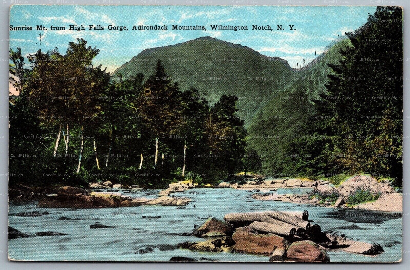 Postcard Wilmington NY c1920s High Falls Gorge Adirondack Mountains Sunrise Mt.
