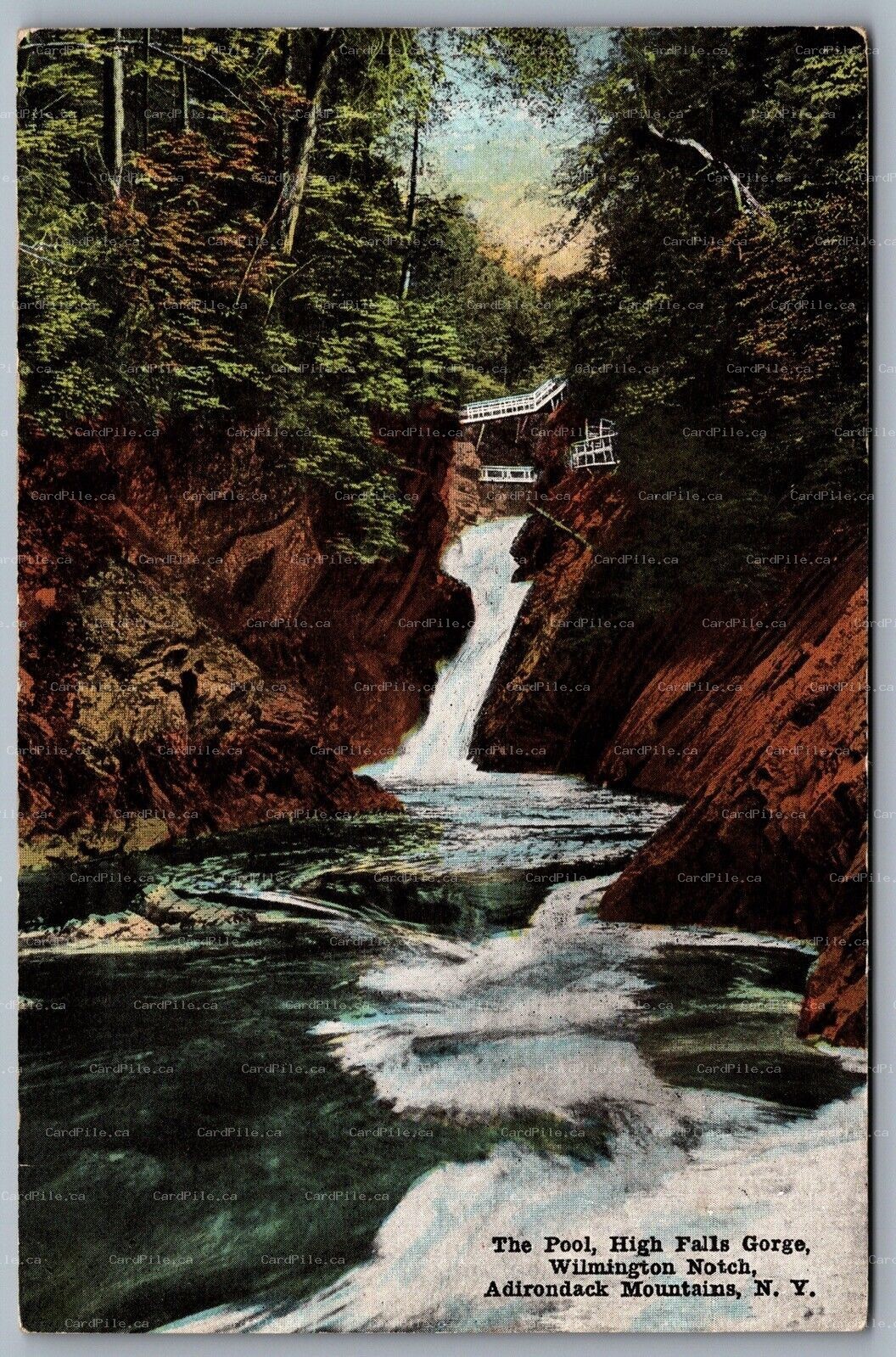 Postcard Wilmington NY c1920s High Falls Gorge Adirondack Mountains The Pool
