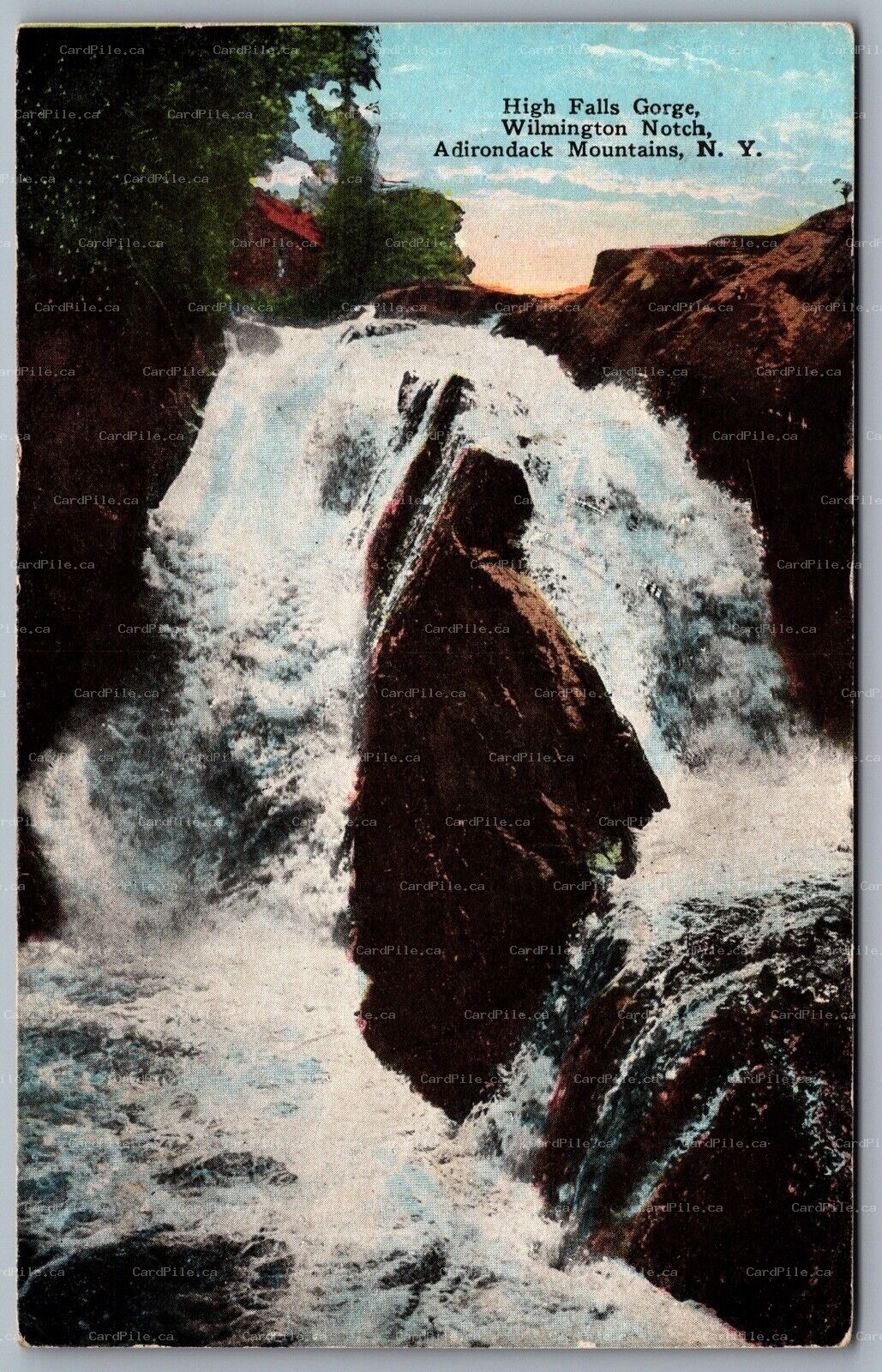 Postcard Wilmington NY c1920s High Falls Gorge Adirondack Mountains Waterfall B