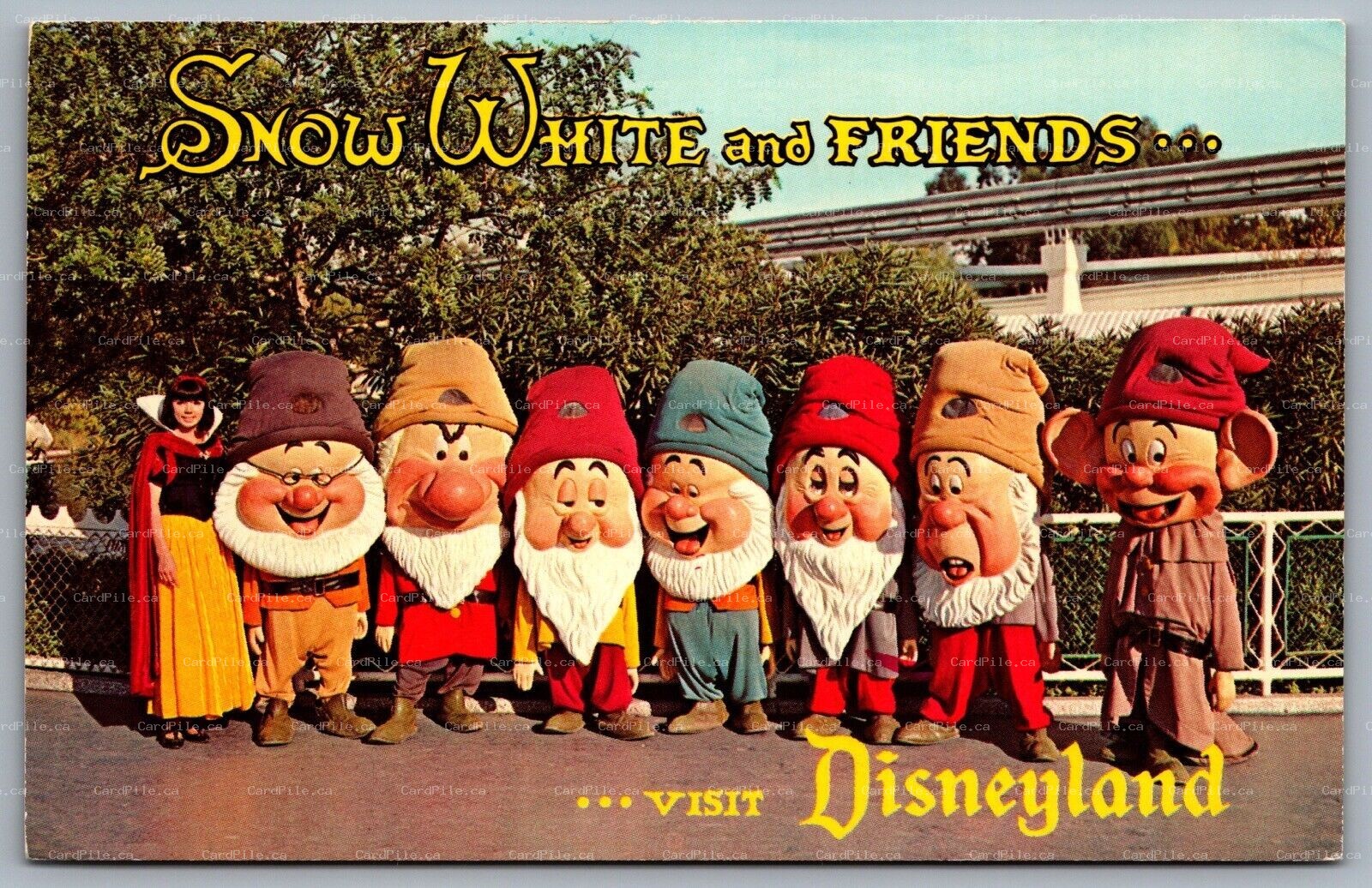 Postcard Anaheim CA c1960s Disneyland Snow White & the Seven Dwarfs Fantasyland