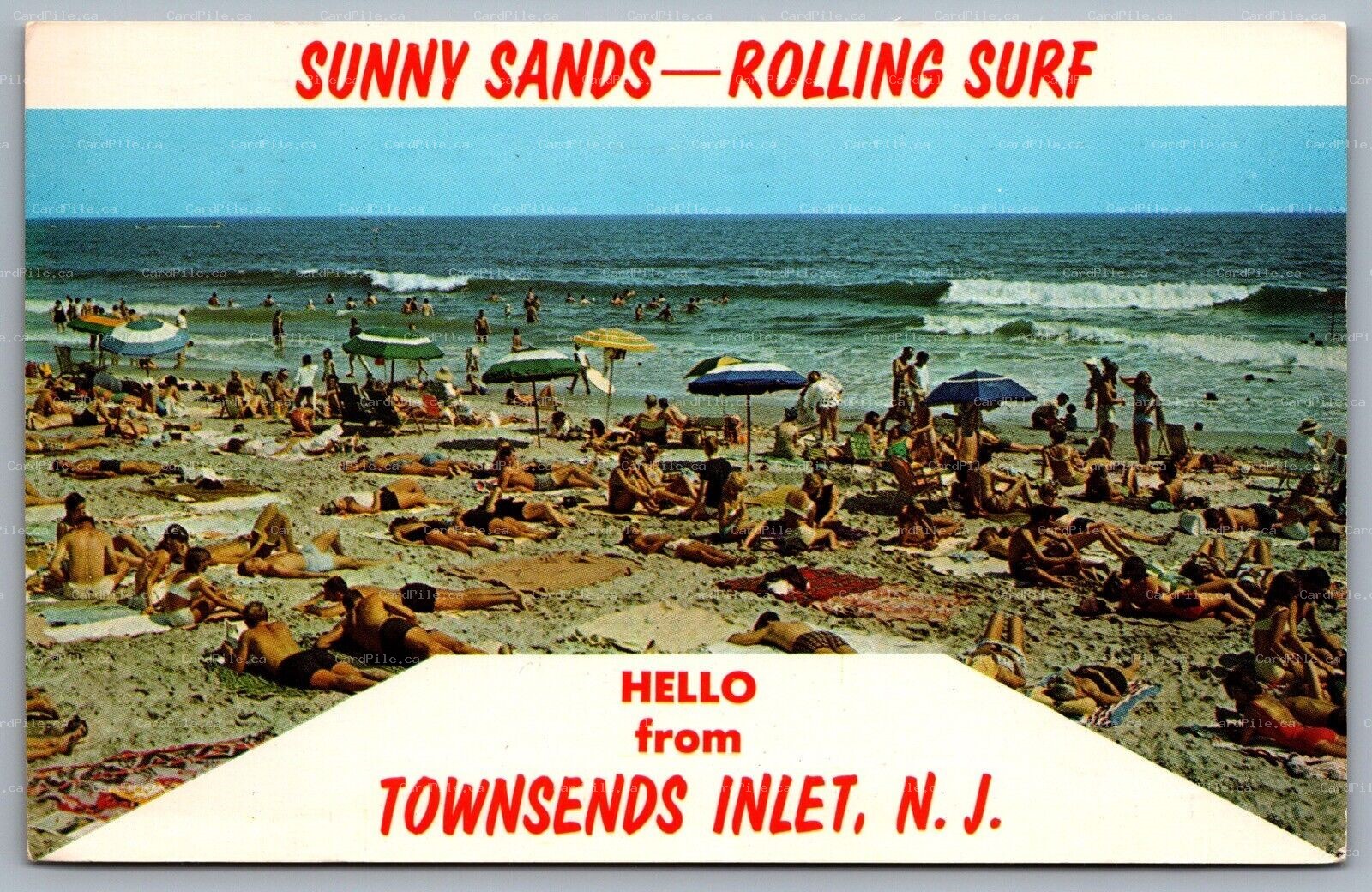 Postcard Townsends Inlet NJ c1960s Hello From Townsends Inlet NJ Beach View Surf