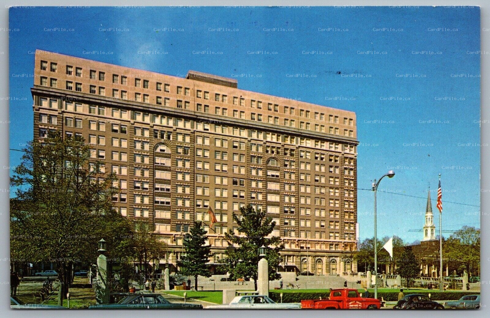 Postcard Wilmington DE c1950s-1960s? DuPont Building Old Cars 