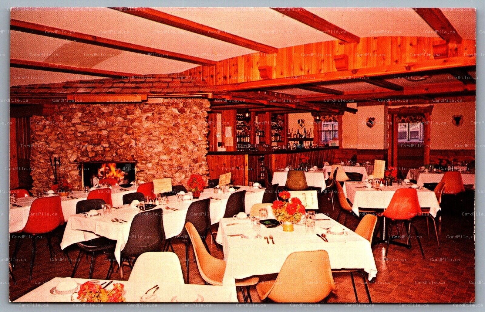 Postcard New Glarus WI New Glarus Hotel Swiss Architecture Dining Room View