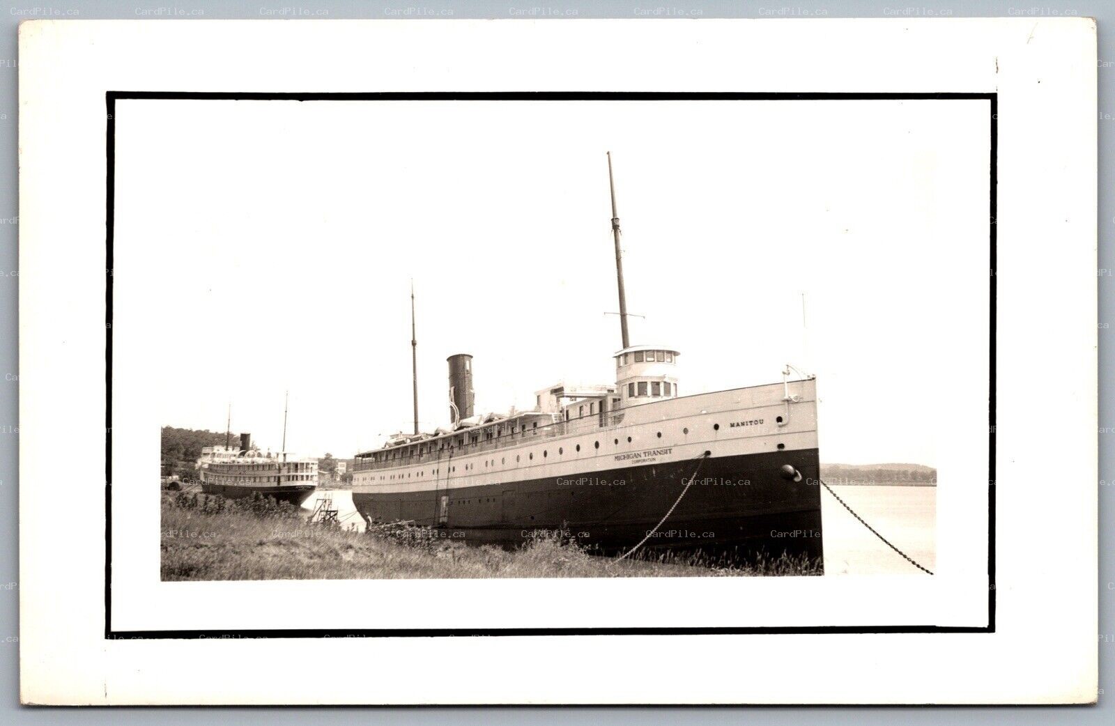 Postcard RPPC c1920s Michigan Transit Corporation Manitou Steamship Steamer