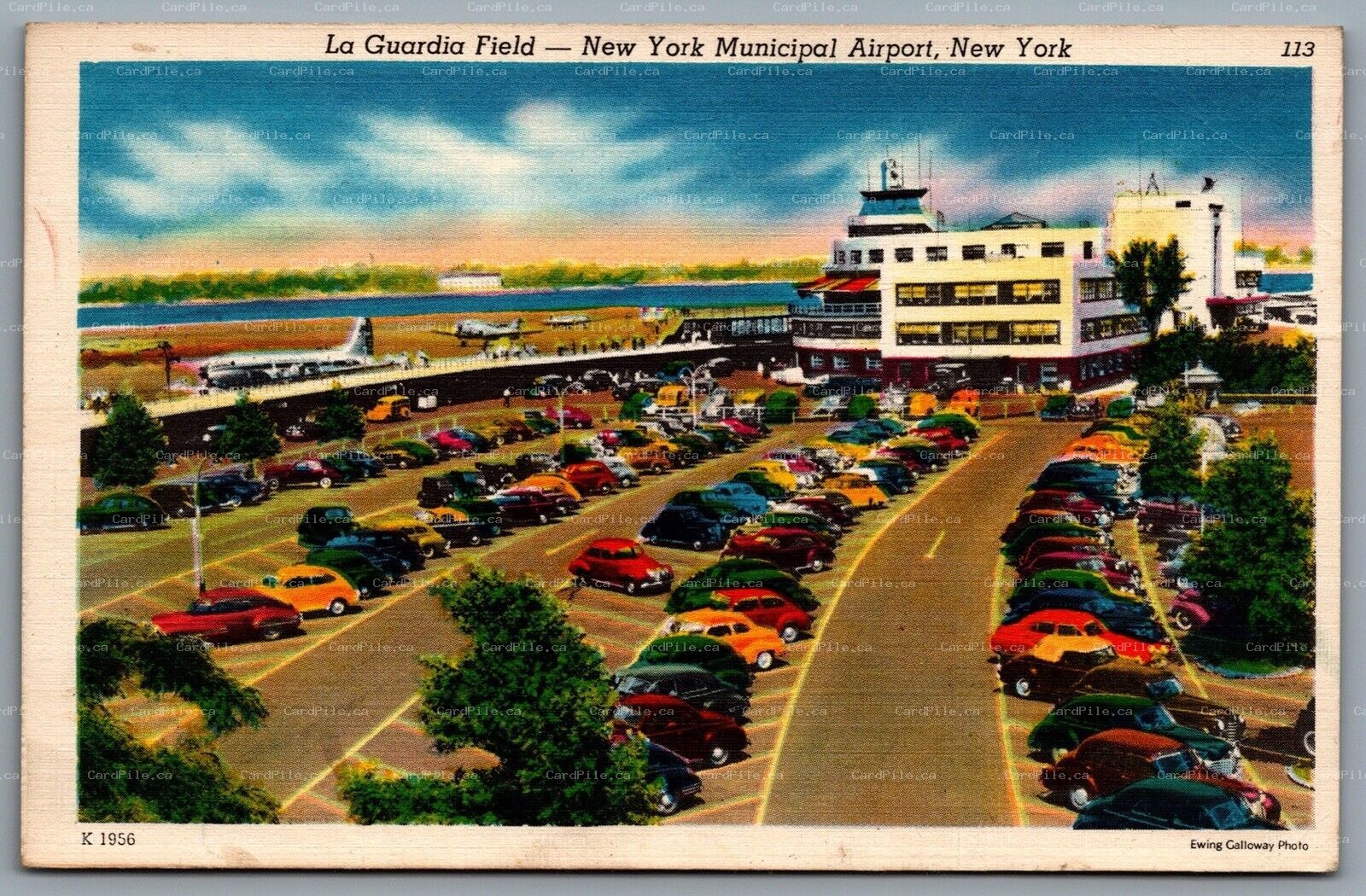Postcard New York NY c1940s La Guardia Field New York Municipal Airport Terminal