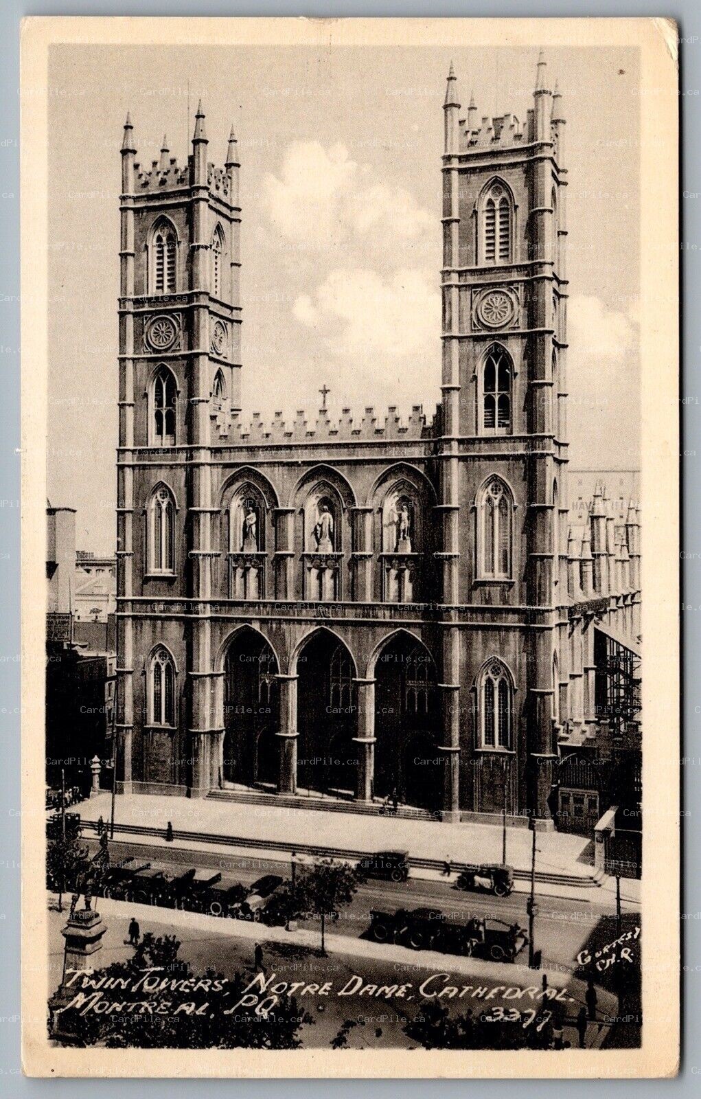 Postcard Montreal Quebec c1931 Twin Towers Notre Dame Cathedral