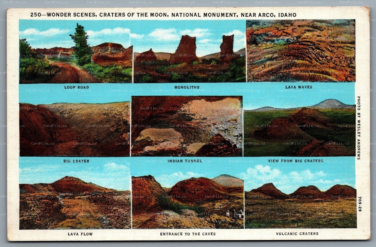 Postcard Arco ID 1920s Wonder Scenes Moon Craters National Monument Multi Views