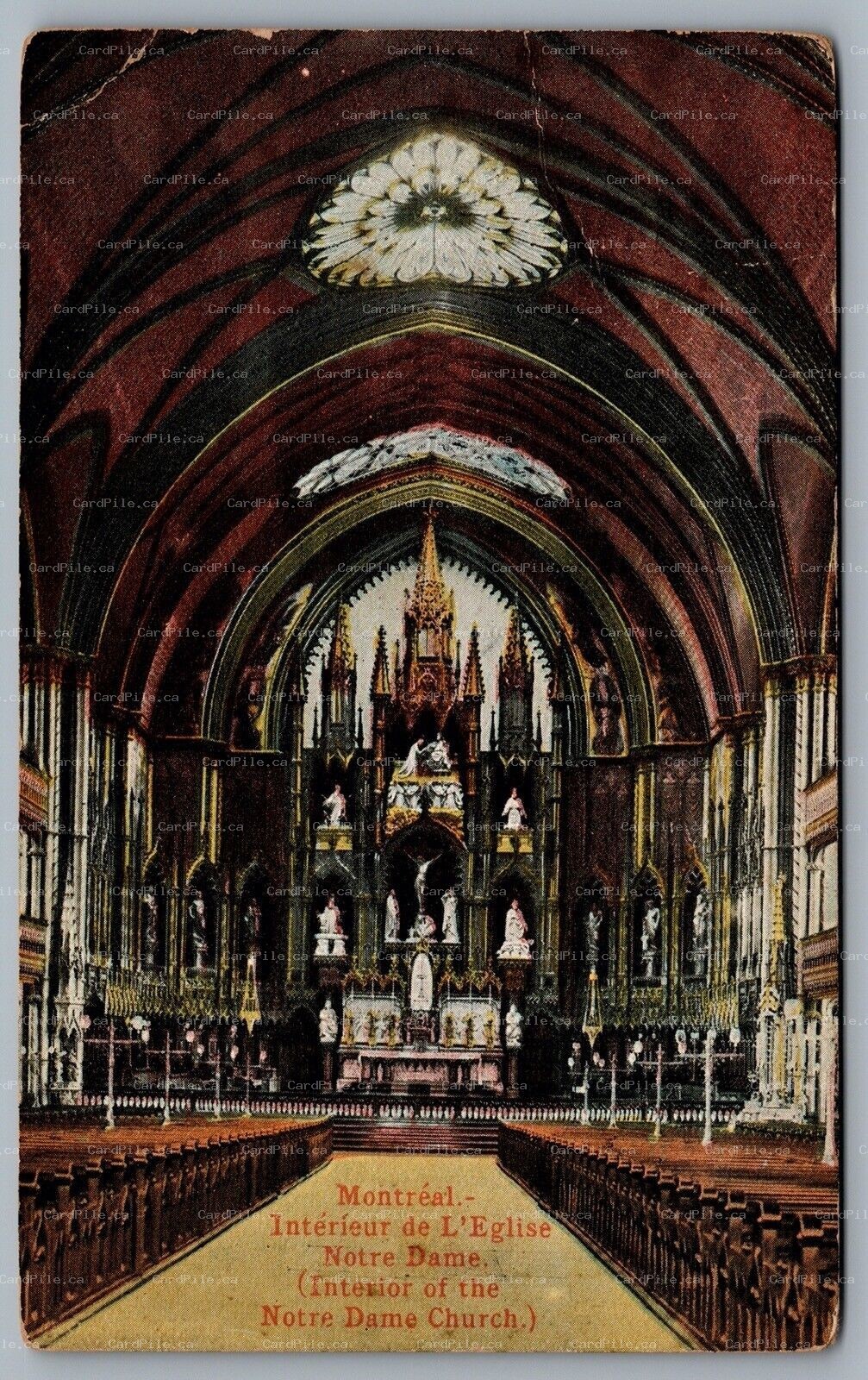 Postcard Montreal Quebec c1920 Interior of the Notre Dame Church