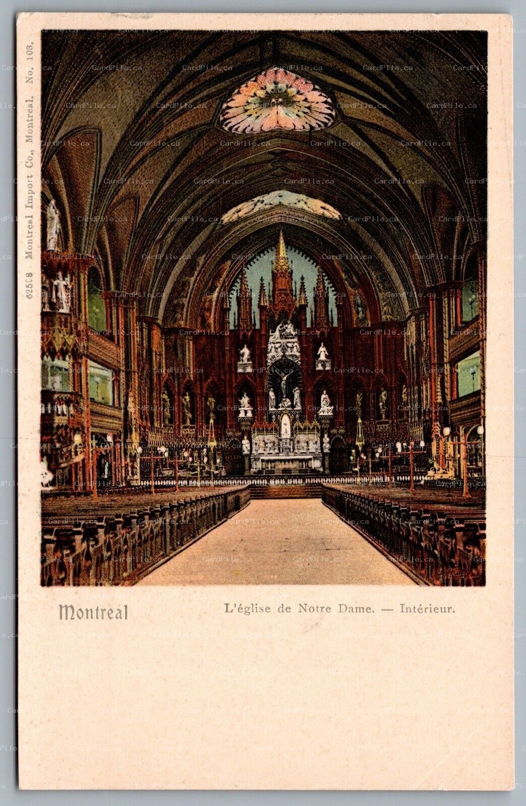 Postcard Montreal Quebec c1908 L’Église de Notre Dame Intérieur B