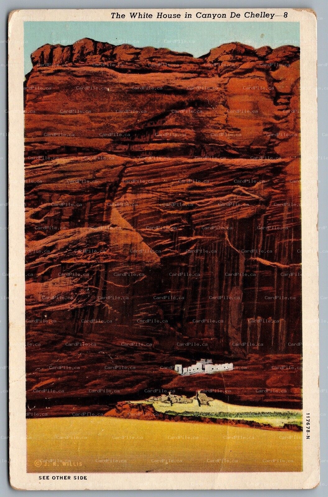 Postcard Canyon De Chelley AZ c1945 The White House Ancient Cliff Dwelling
