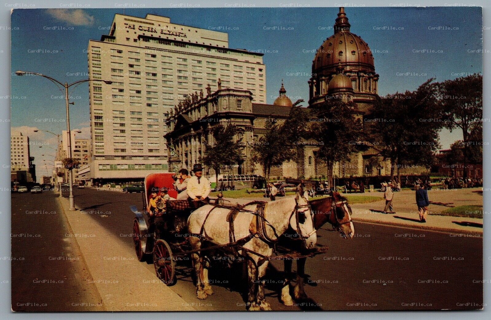 Postcard Montreal PQ c1960s Dorchester St. Looking East Queen Elizabeth Hotel
