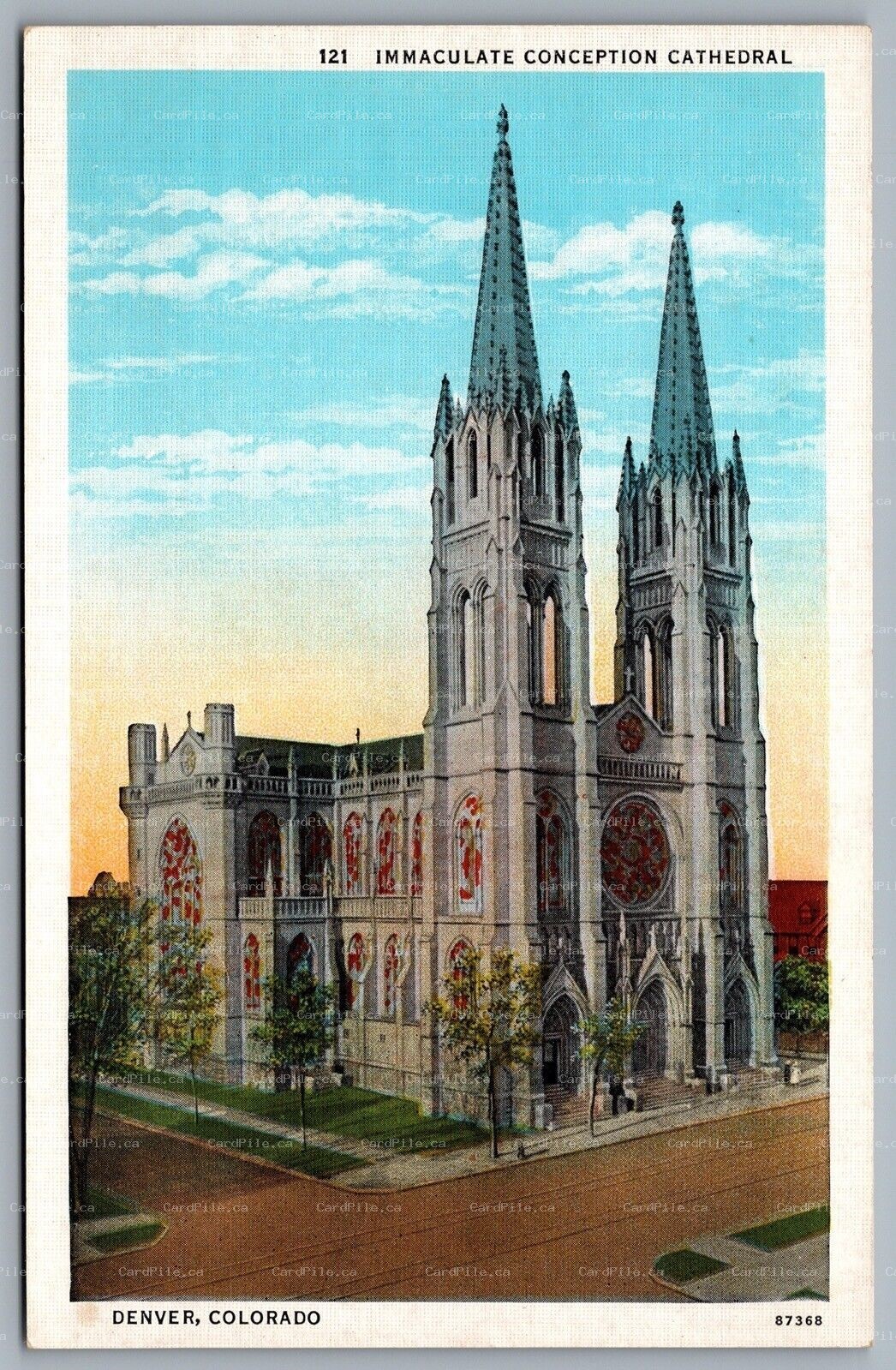 Postcard Denver CO c1930s Immaculate Conception Cathedral