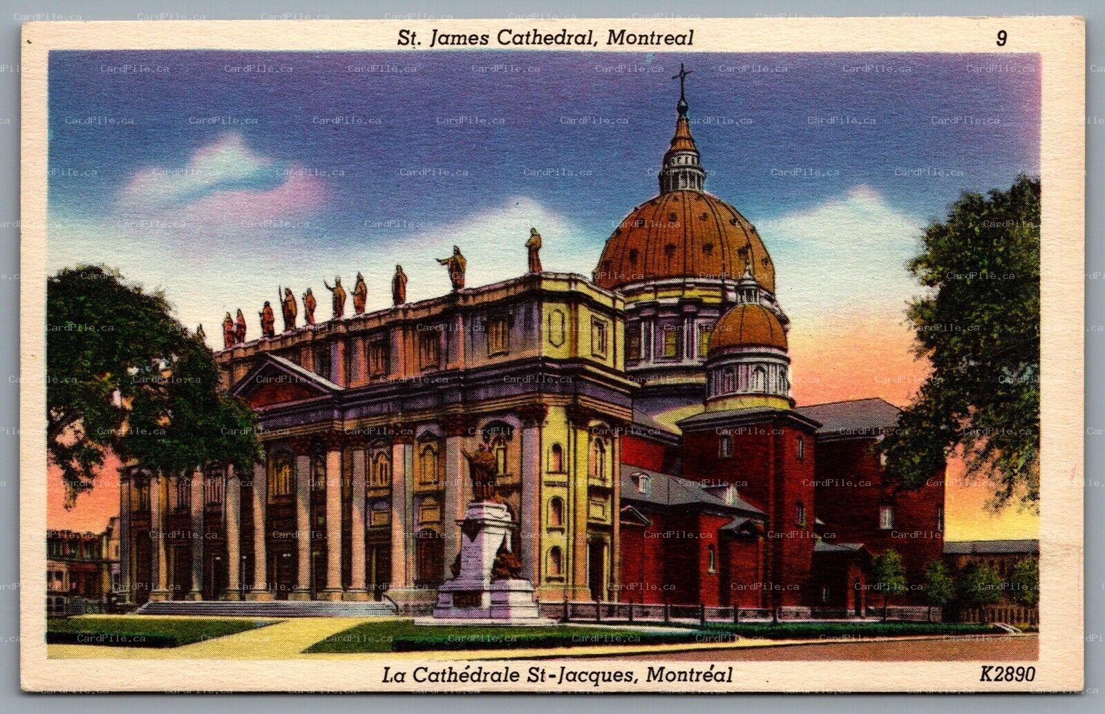 Postcard Montreal Quebec c1930s St. James Cathedral La Cathedrale St-Jacques
