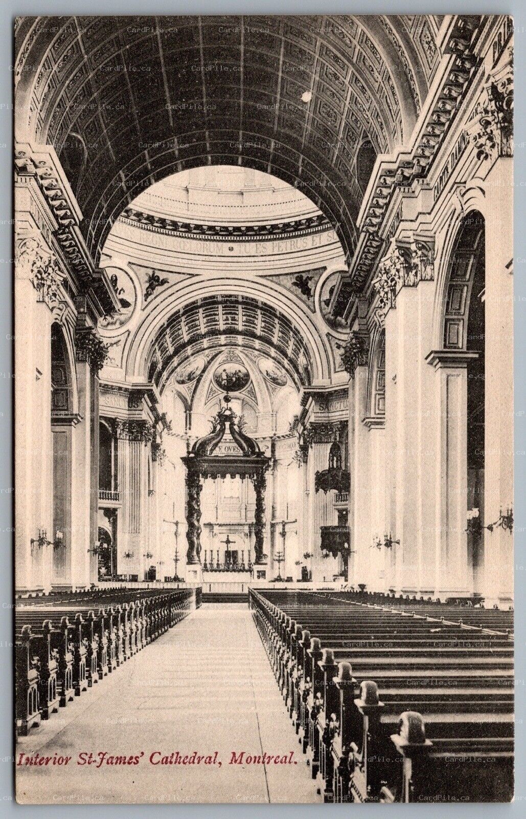 Postcard Montreal Quebec c1910s Interior St. James Cathedral View of Nave
