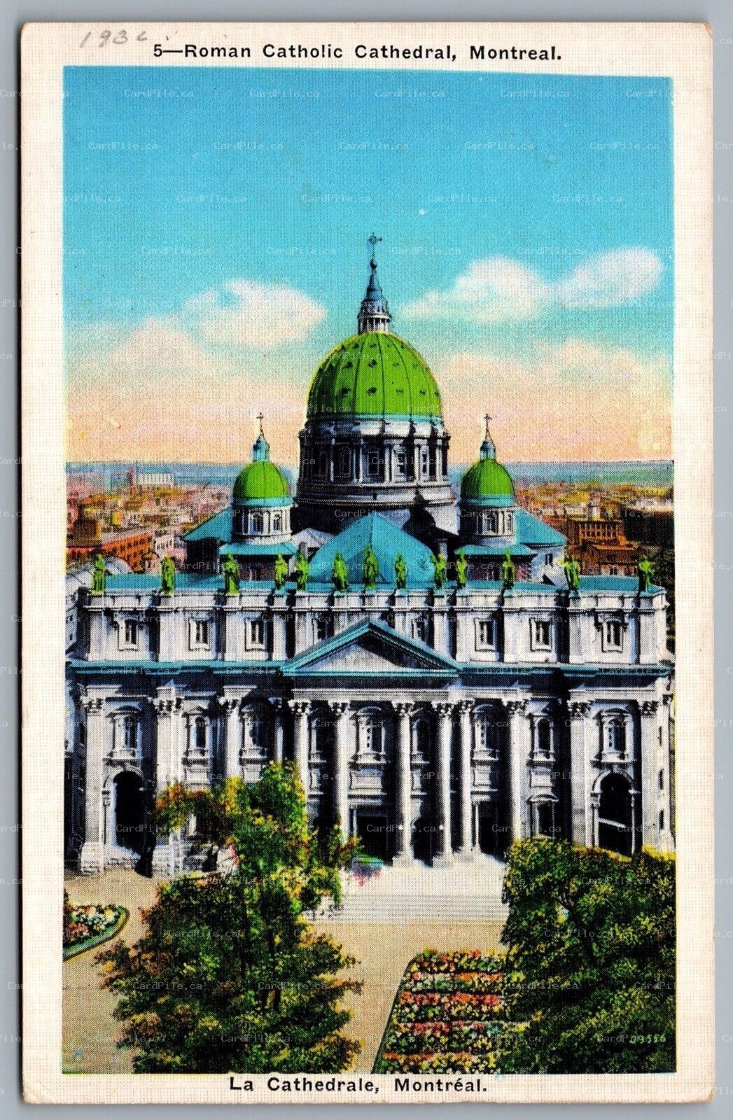 Postcard Montreal Quebec c1936 Roman Catholic Cathedral Church A