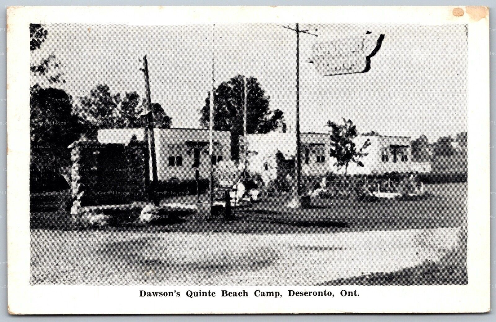 Postcard Deseronto ONT 1953 Dawsons Quinte Beach Camp Split Ring Cancel Portneuf