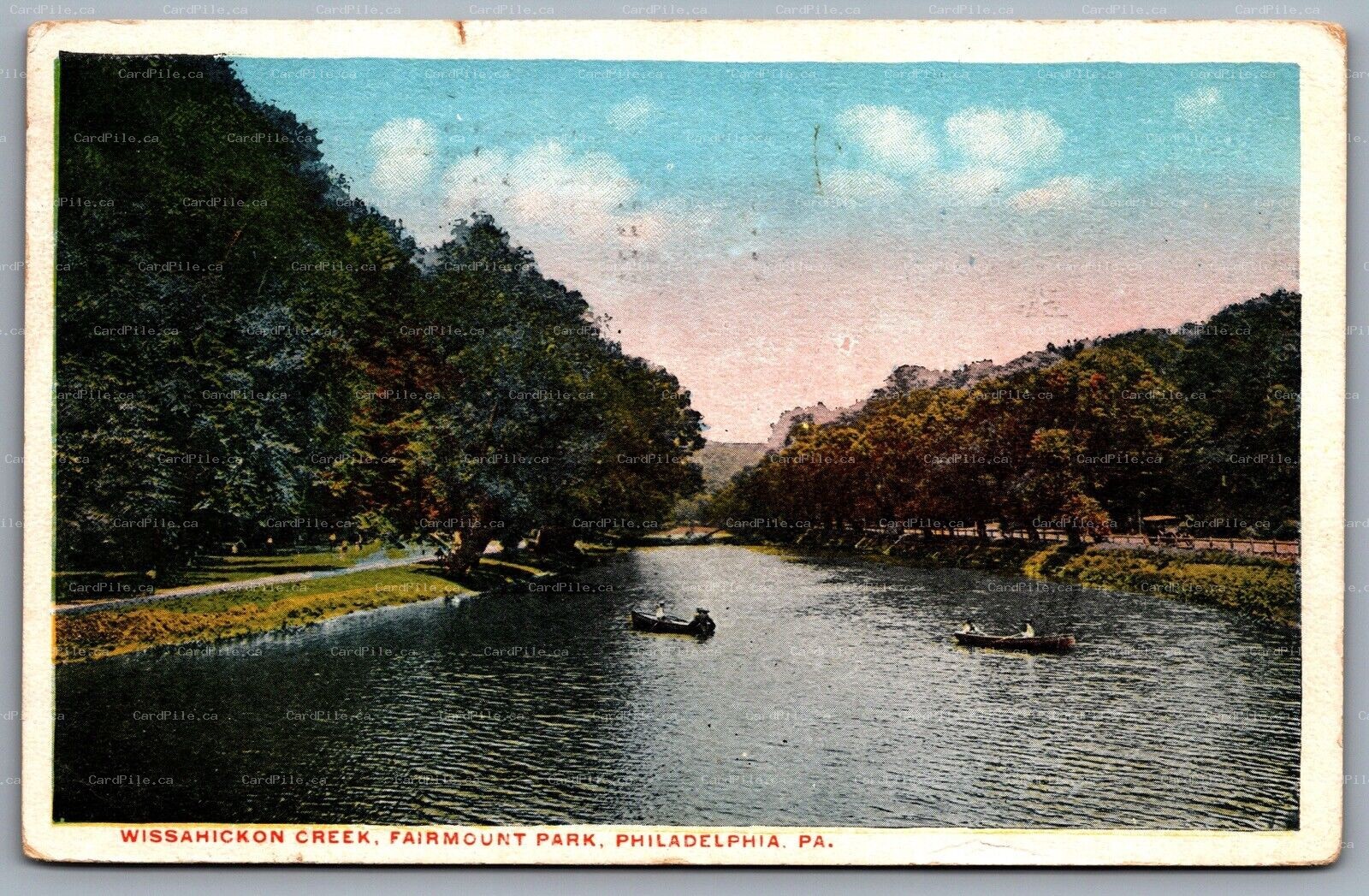 Postcard Philadelphia PA c1916 Wissahickon Creek Fairmount Park Canoeing