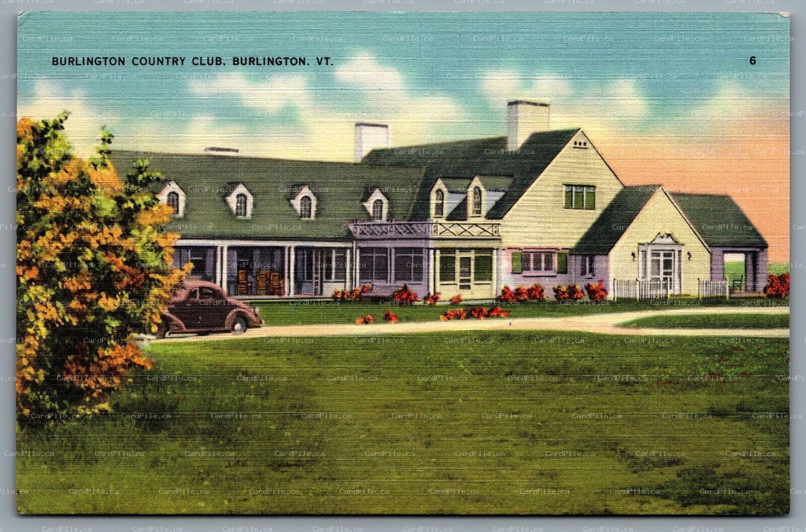 Postcard Burlington VT c1940s Burlington Country Club