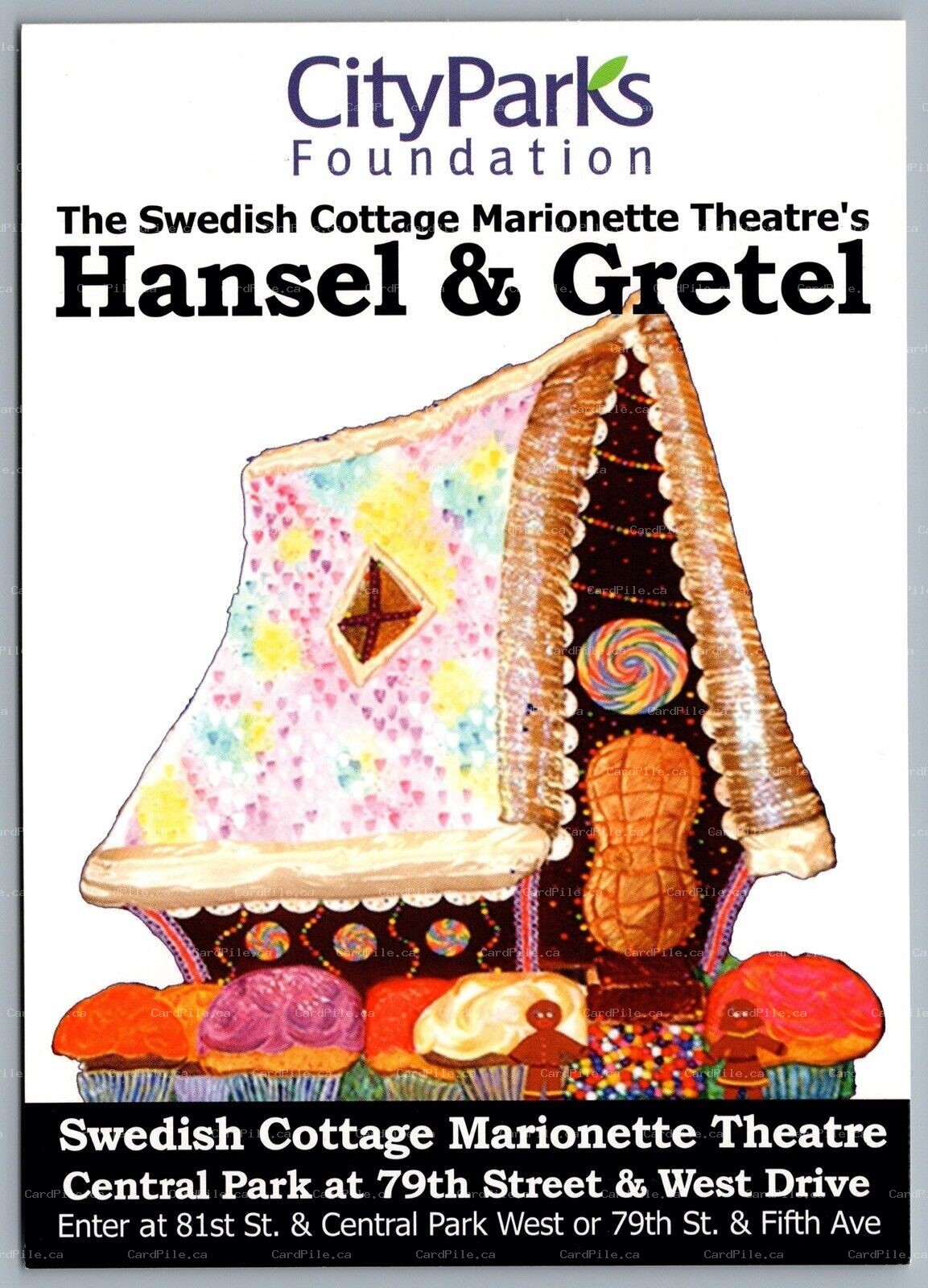 Postcard Theatre c2003 Hansel & Gretel Swedish Cottage Marionette Theatre NYC