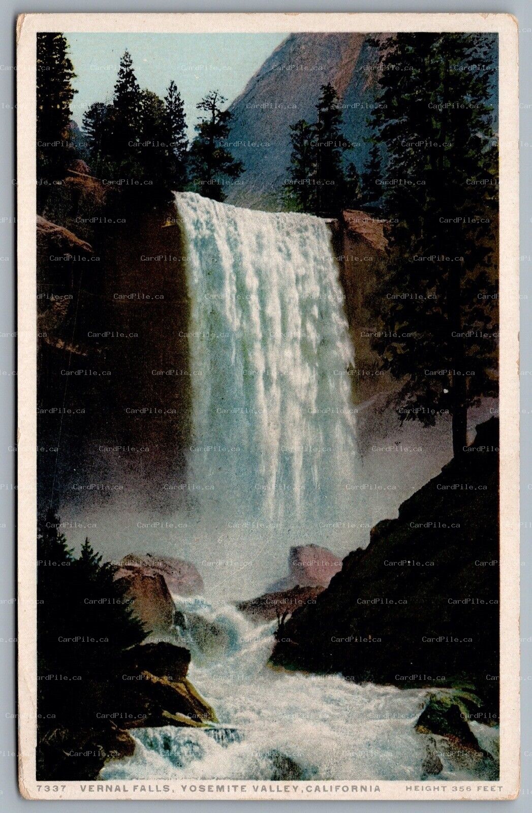 Postcard Yosemite Valley CA c1917 Vernal Falls Phostint 